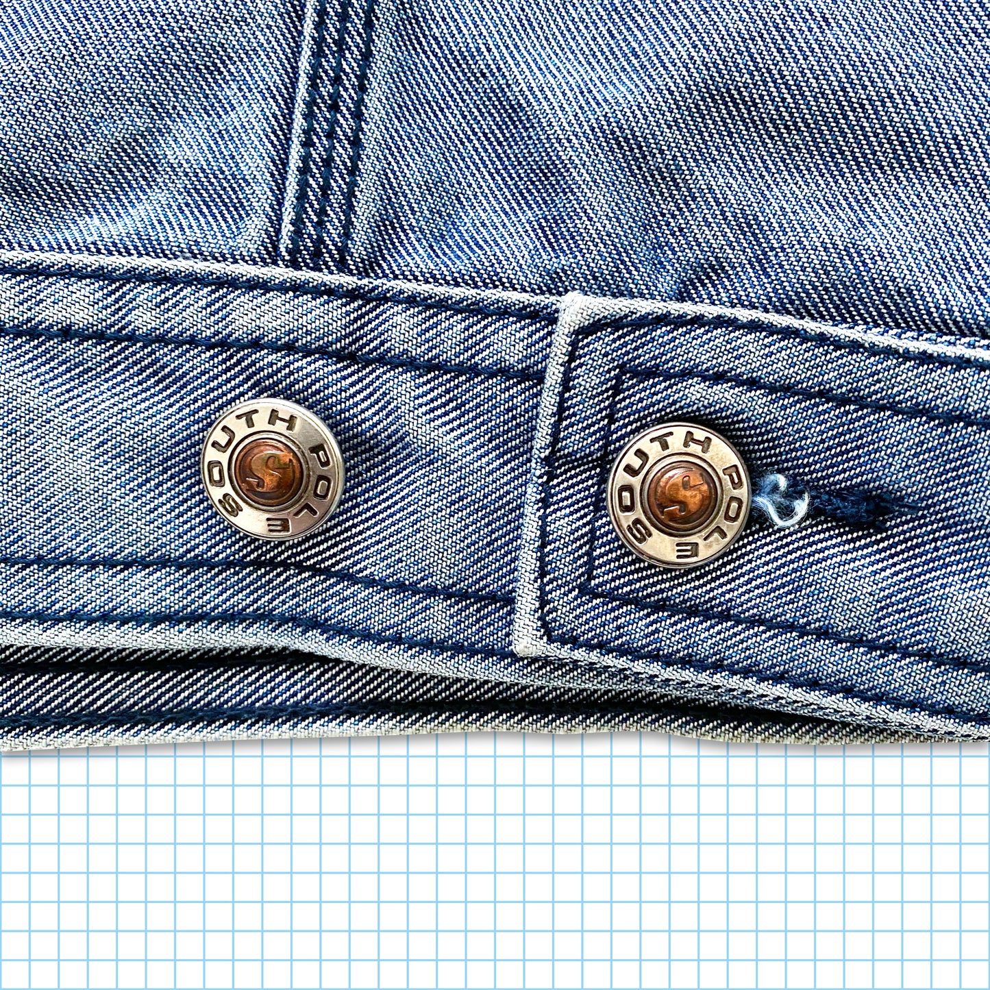 Veste en denim argent/bleu Southpole vintage des années 90 - Grande