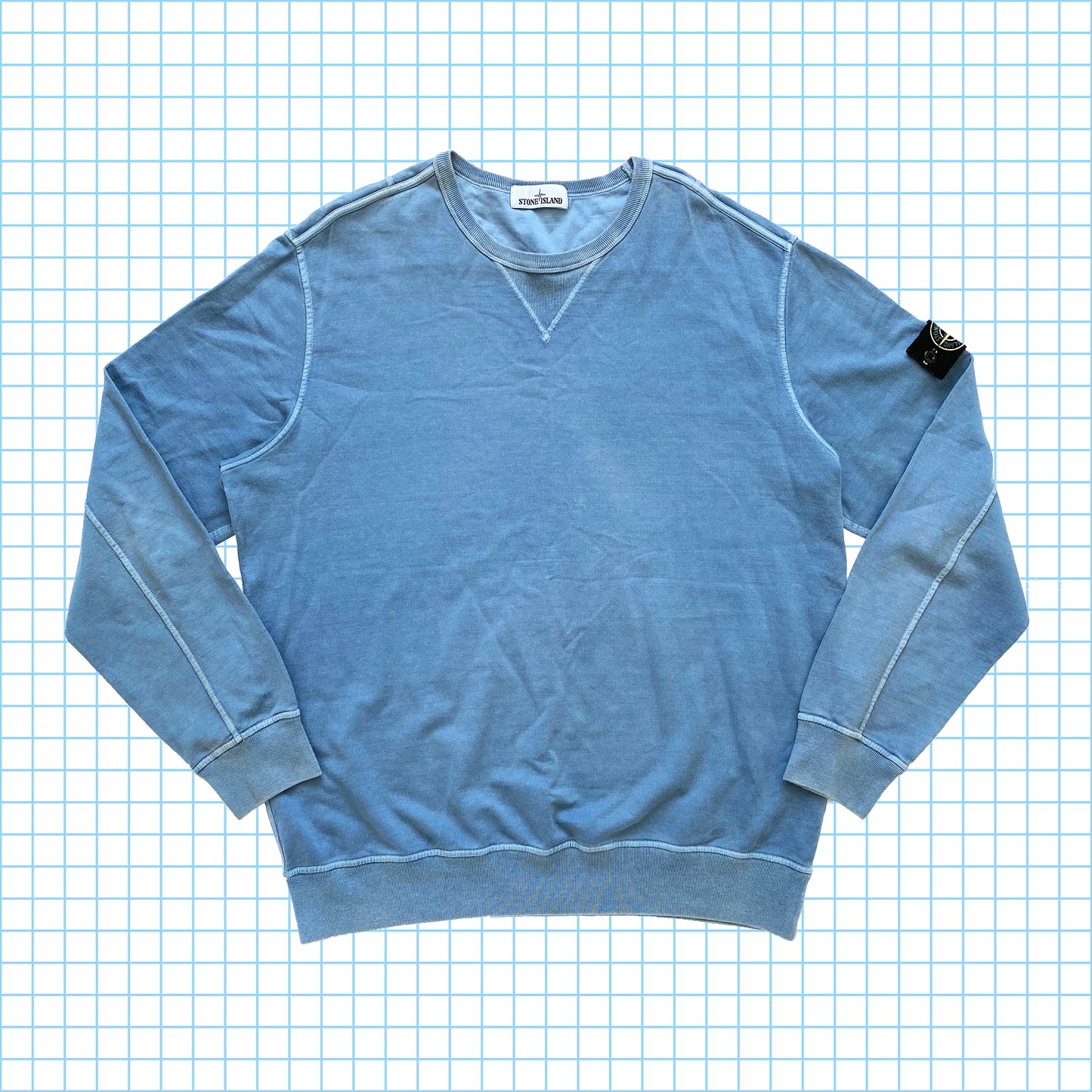 Stone Island Col rond teint en pigments bleu bébé SS14" - Extra Large