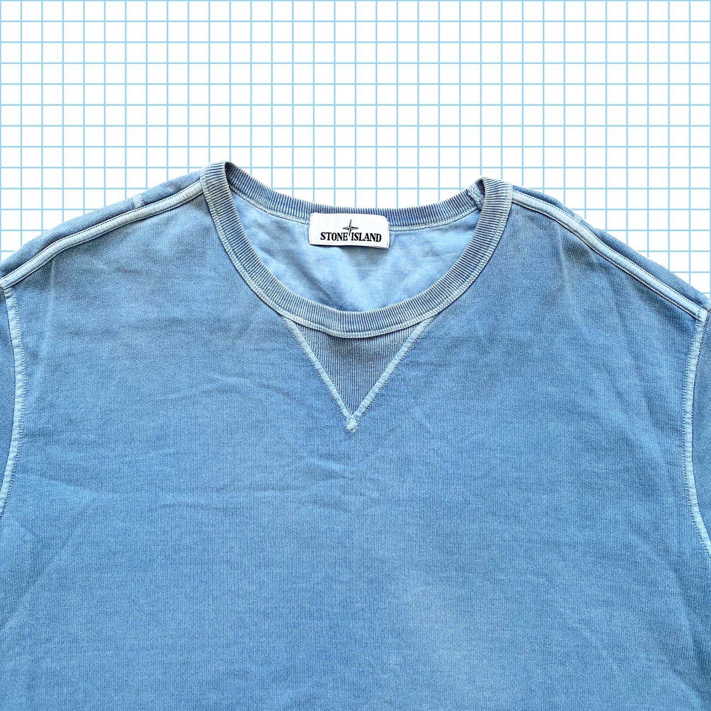 Stone Island Col rond teint en pigments bleu bébé SS14" - Extra Large