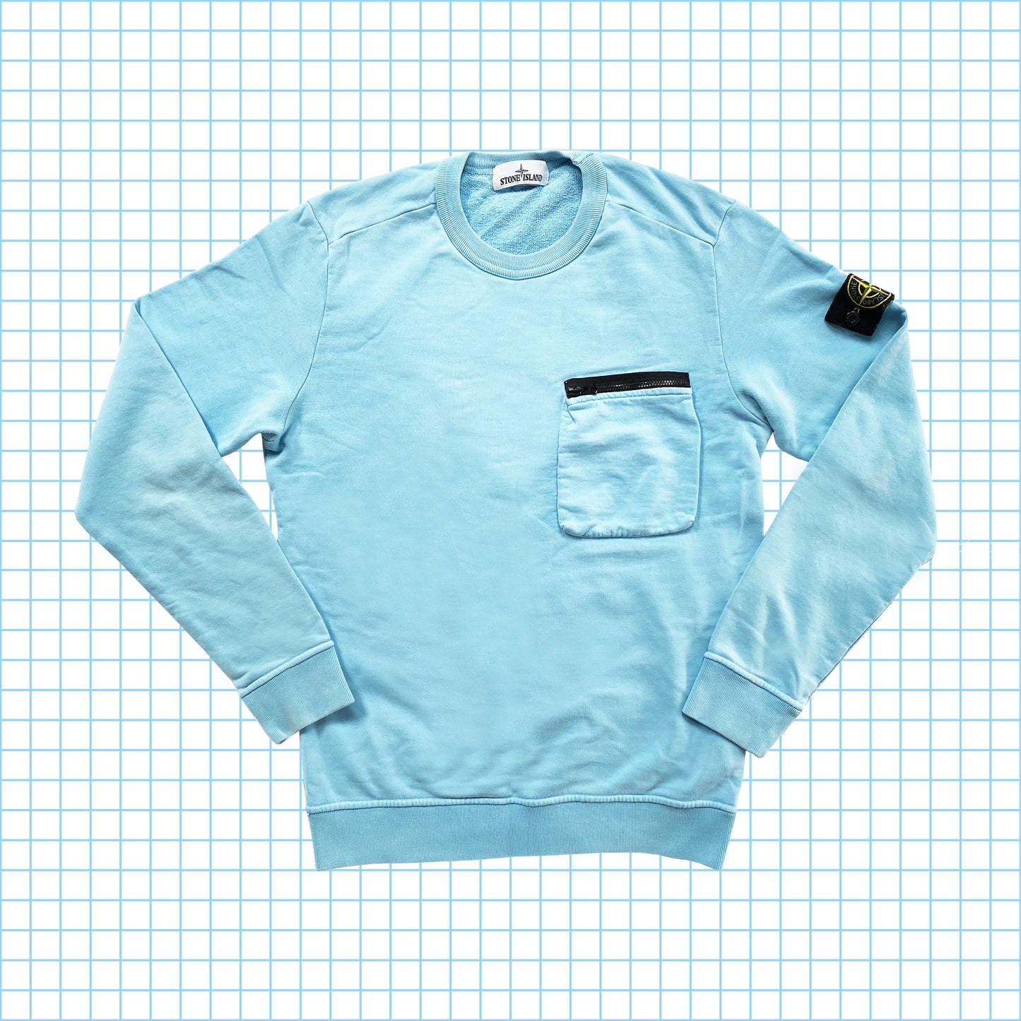 Stone Island Baby Blue Zip Chest Pocket Crew SS17’ - Medium