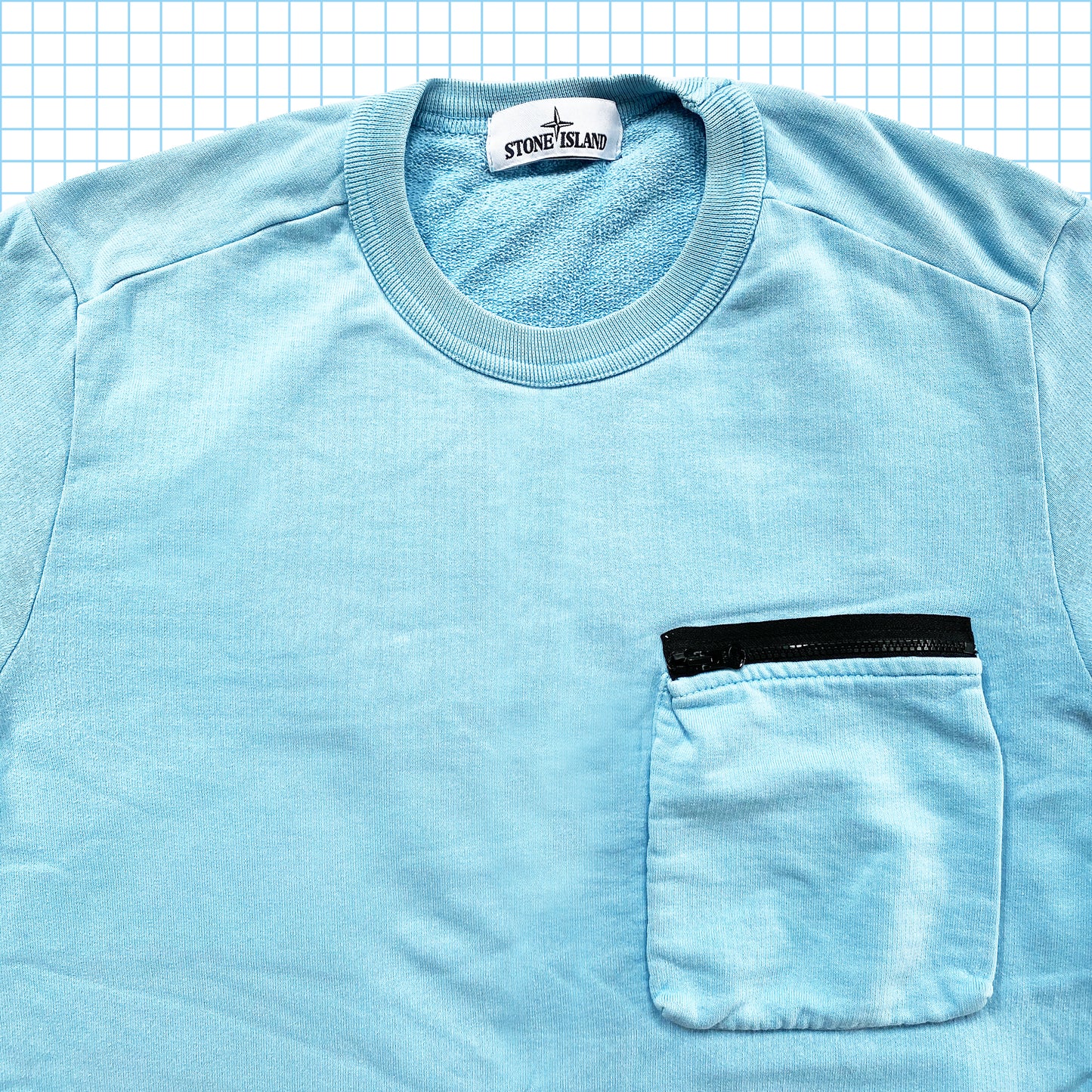 Stone Island Baby Blue Zip Chest Pocket Crew SS17’ - Medium