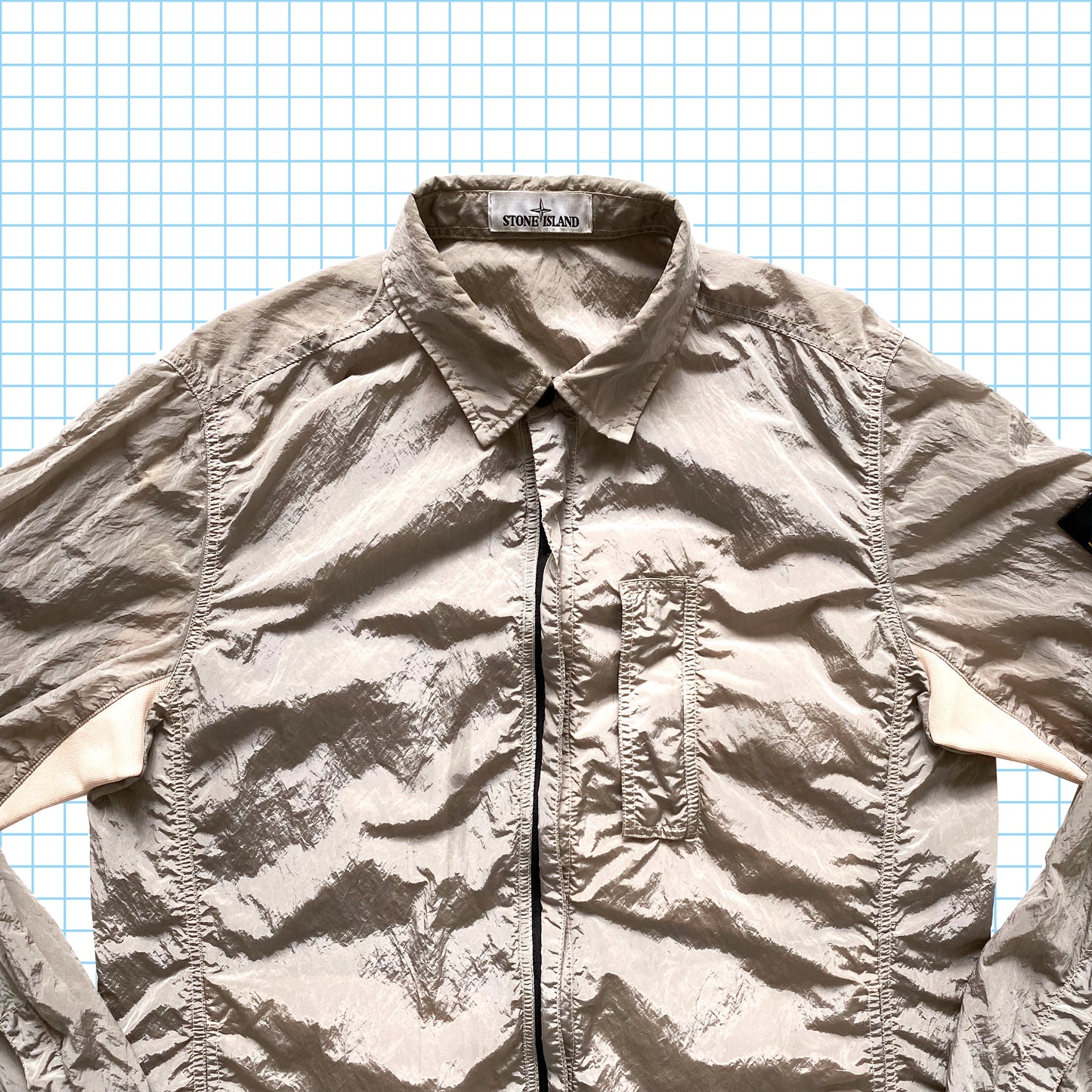 Surchemise Stone Island en nylon métal rose bébé - Large