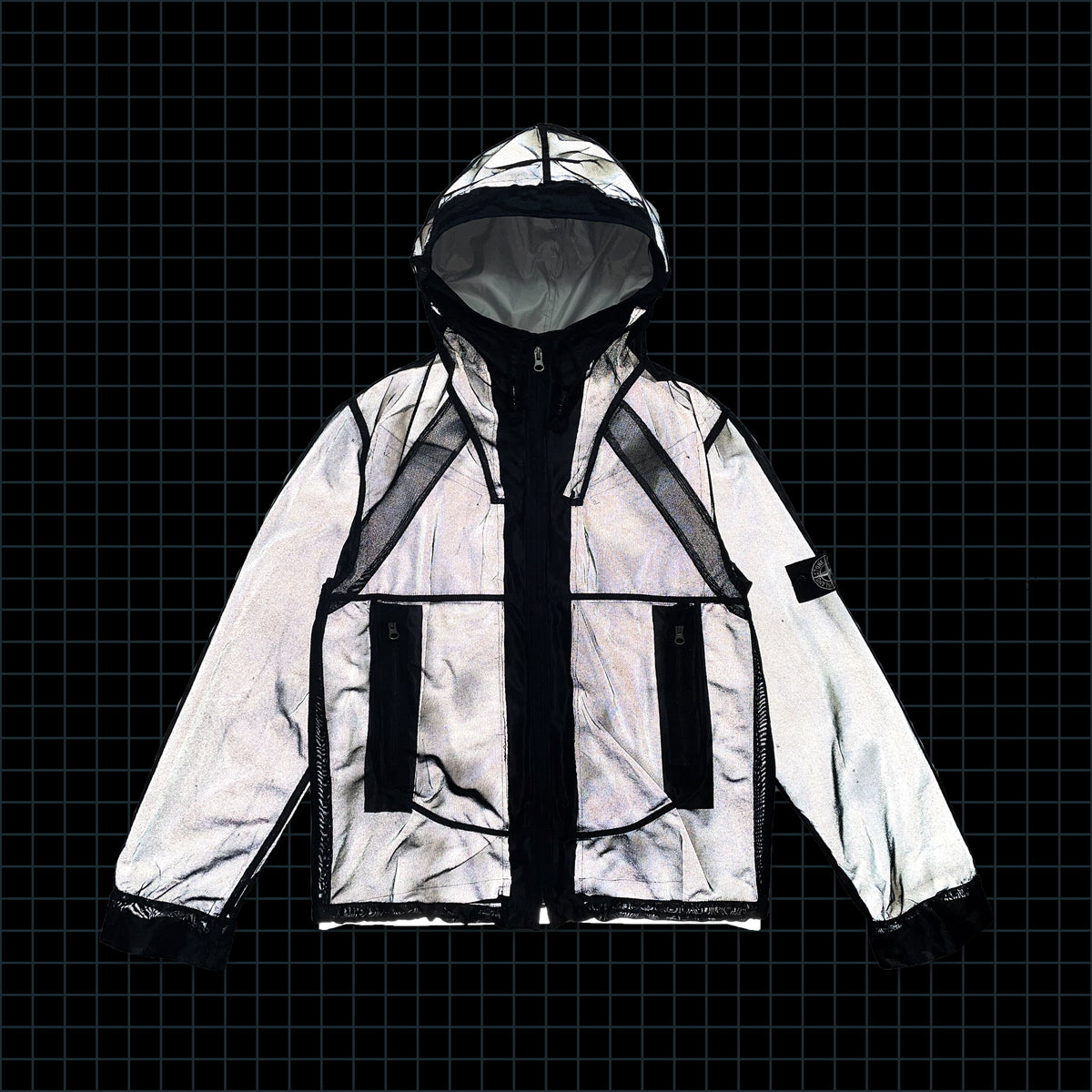 Stone Island Stealth Black Mesh Reflective SS07 Medium Large