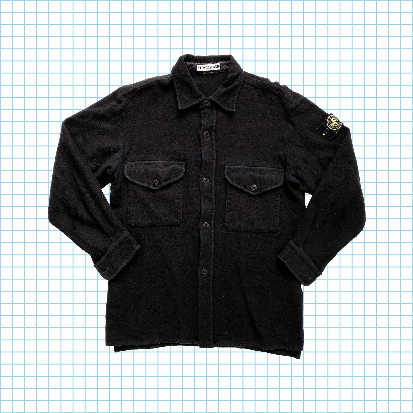 Chemise en laine noire furtive Stone Island vintage - Moyenne