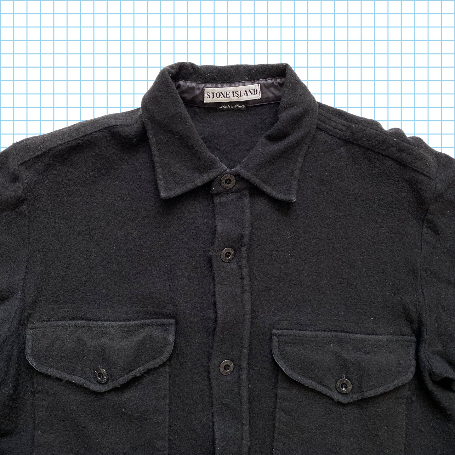 Chemise en laine noire furtive Stone Island vintage - Moyenne