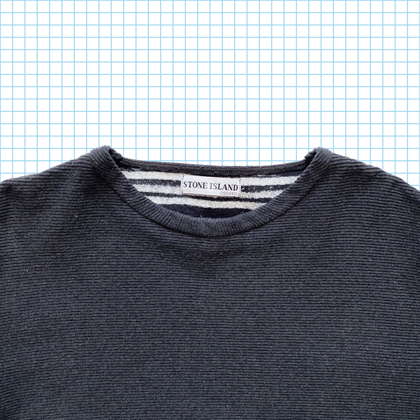 Vintage Stone Island Stealth Black Ribbed Crew AW00' - Moyen / Grand