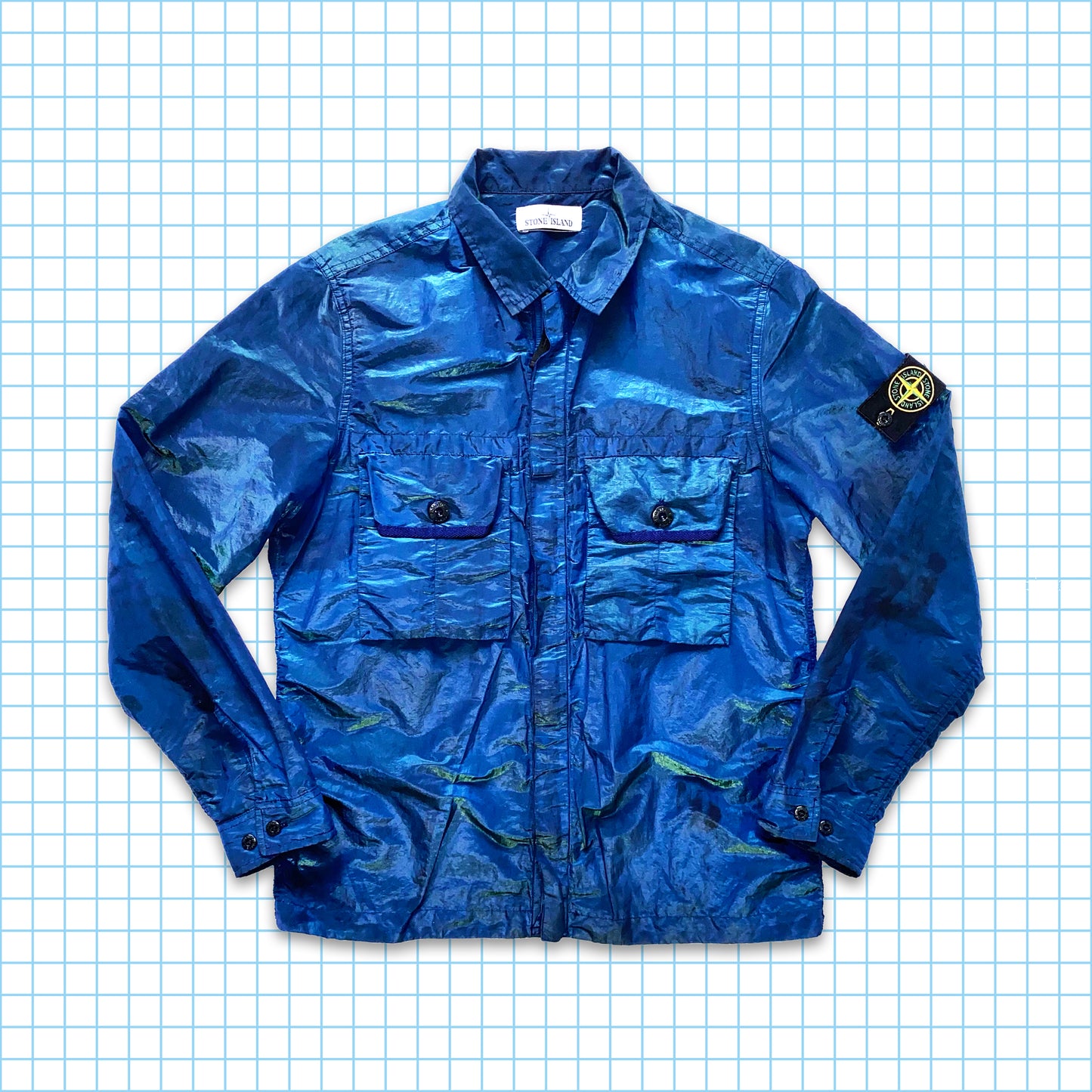 Trame métallique en nylon bleu/vert Stone Island SS17' - Moyen / Grand