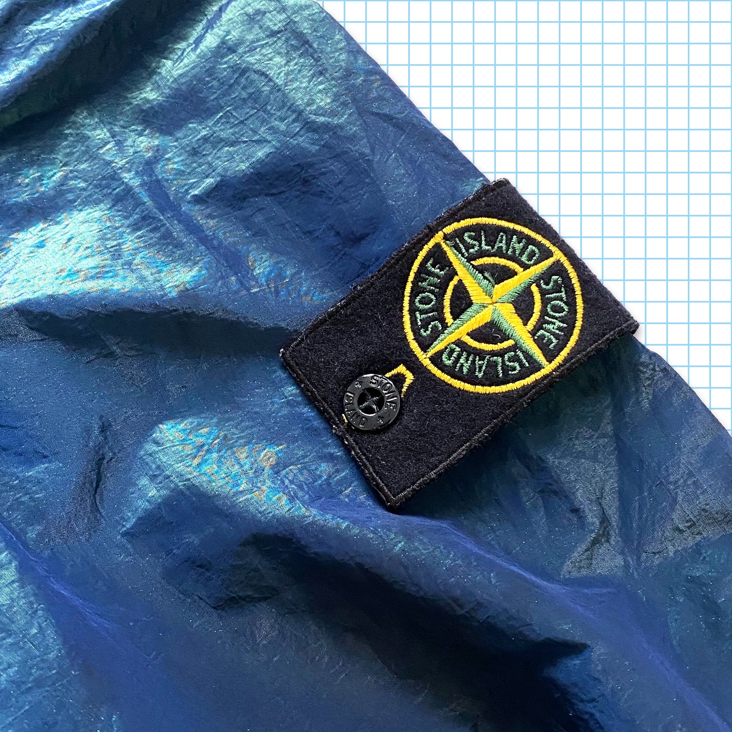 Trame métallique en nylon bleu/vert Stone Island SS17' - Moyen / Grand