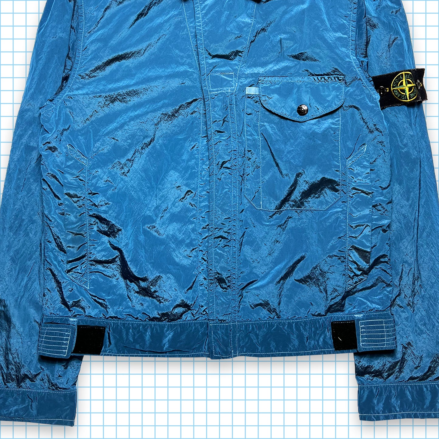 Stone Island Marina Blue Collared Nylon Metal Jacket - Small / Medium