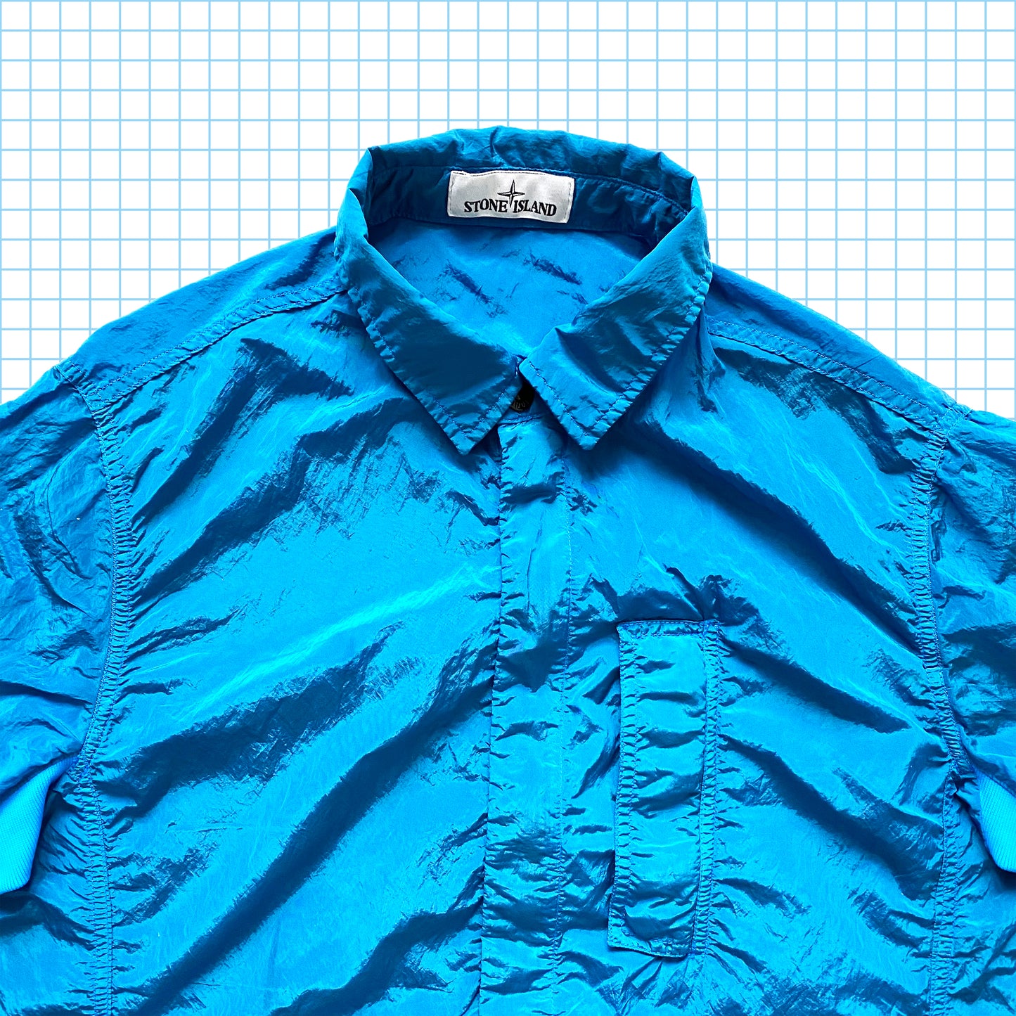 Stone Island Marina Blue Nylon Metal Over Shirt SS18' - Large