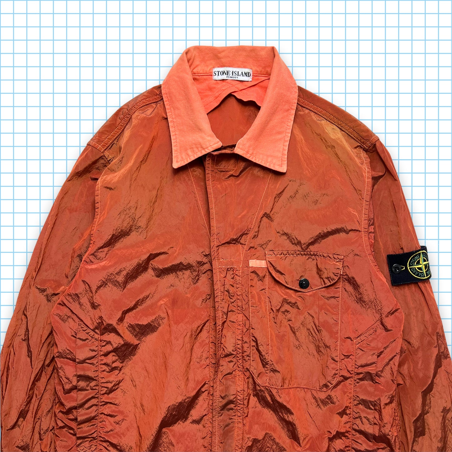 Stone Island Marina Blue Collared Nylon Metal Jacket - Small