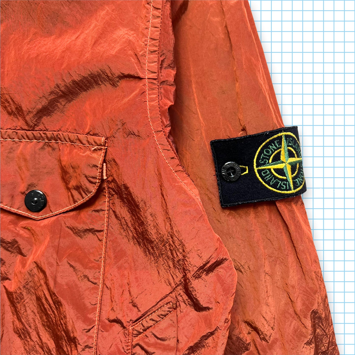 Stone Island Marina Blue Collared Nylon Metal Jacket - Small
