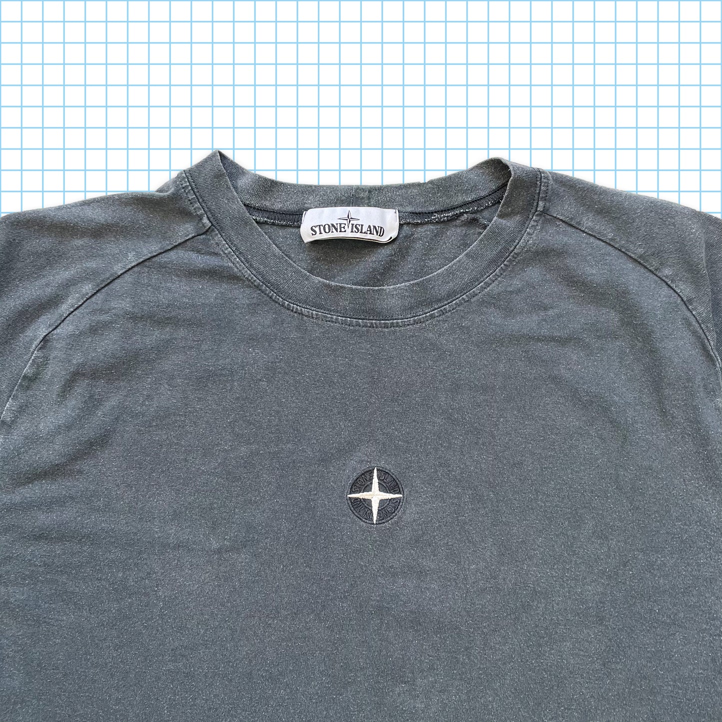 Stone Island Centre Compass Washed Grey Tee SS18’ - Large