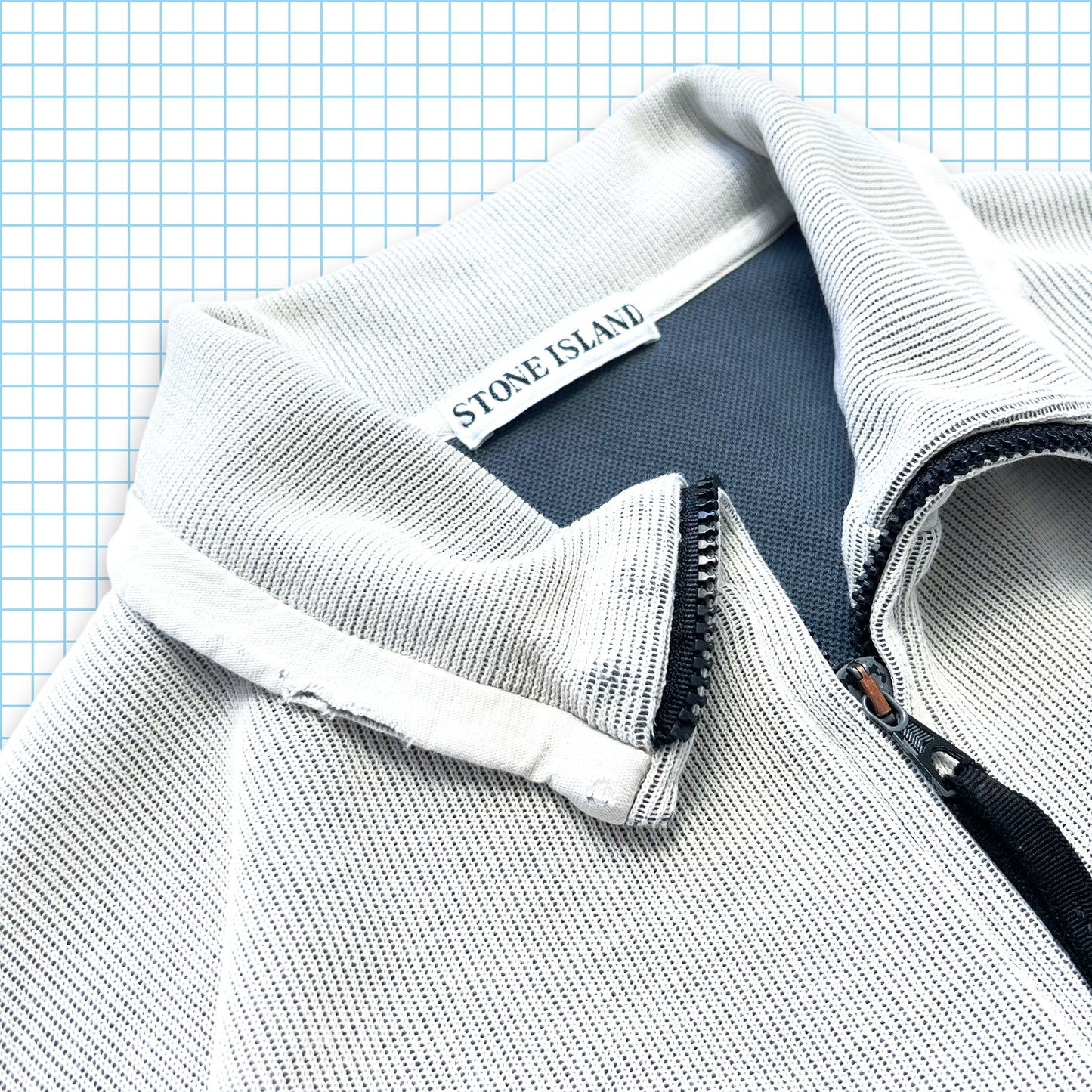 Stone Island Ribbed Cotton Quarter Zip SS99' - Extra Large