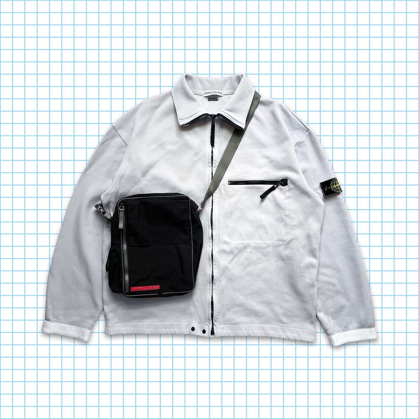 Vintage Prada Sport Black Multi Pocket Side Bag