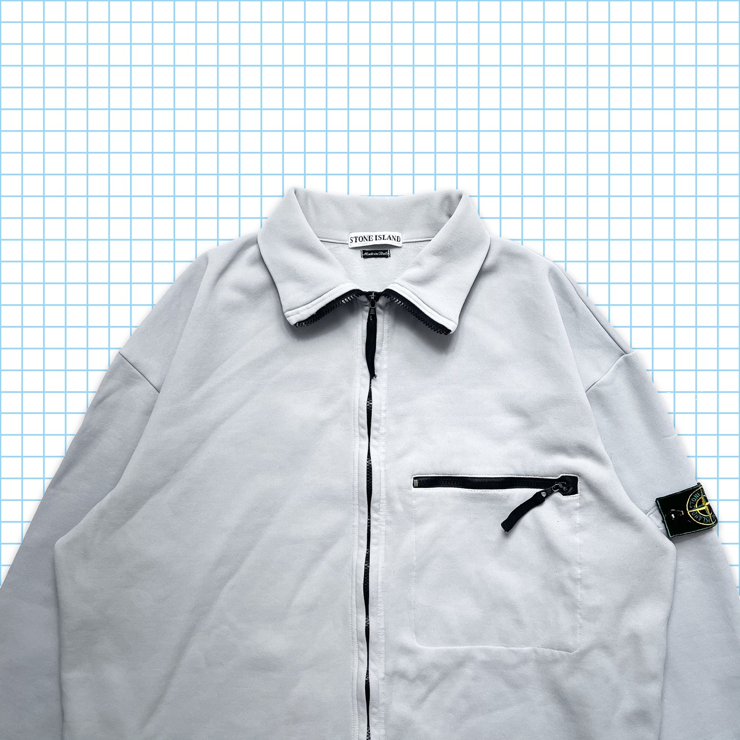 Vintage Stone Island Light Grey/Blue Full Zip SS97' - Extra Large / Extra Extra Large