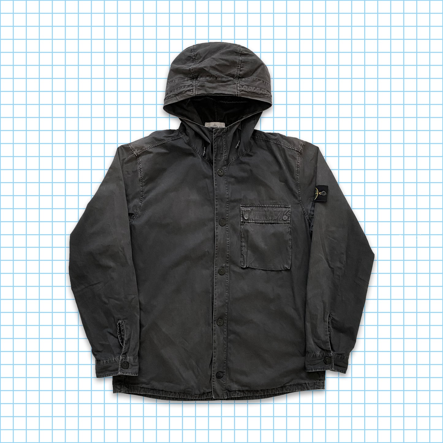 Stone Island Black Hooded Brushed Cotton Overshirt