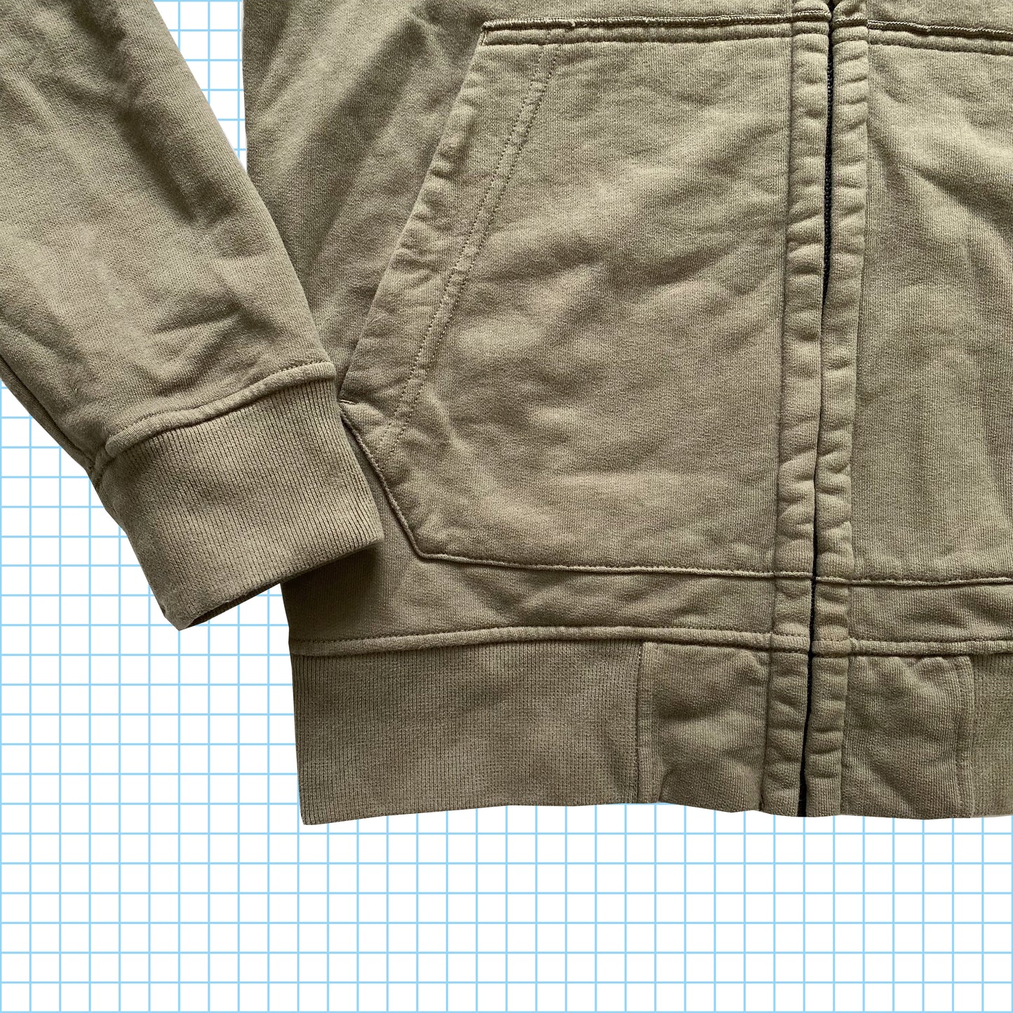 Stone Island Kaki Zip Sweat à capuche AW17' - Petit / Moyen