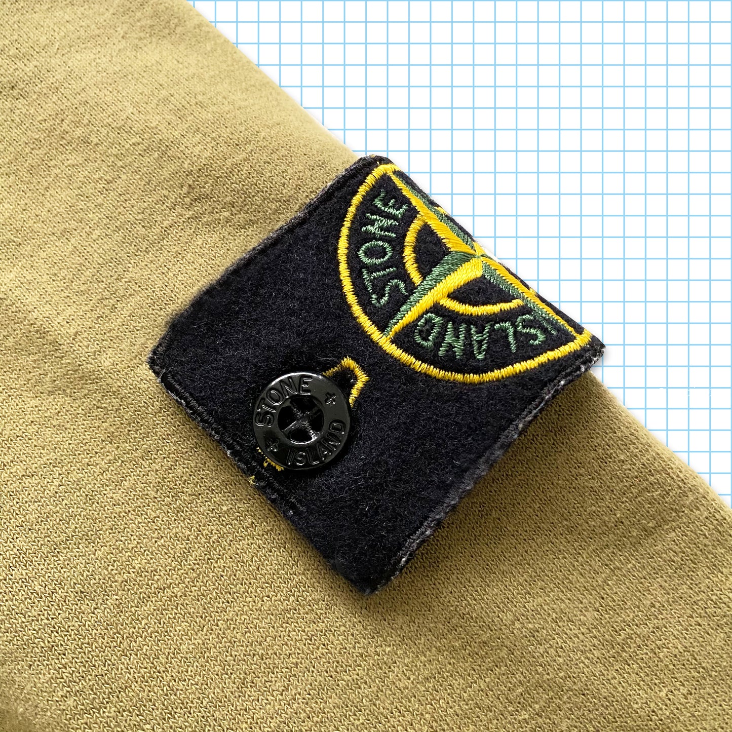 Stone Island Khaki Front Zip Pocket Crew - Medium