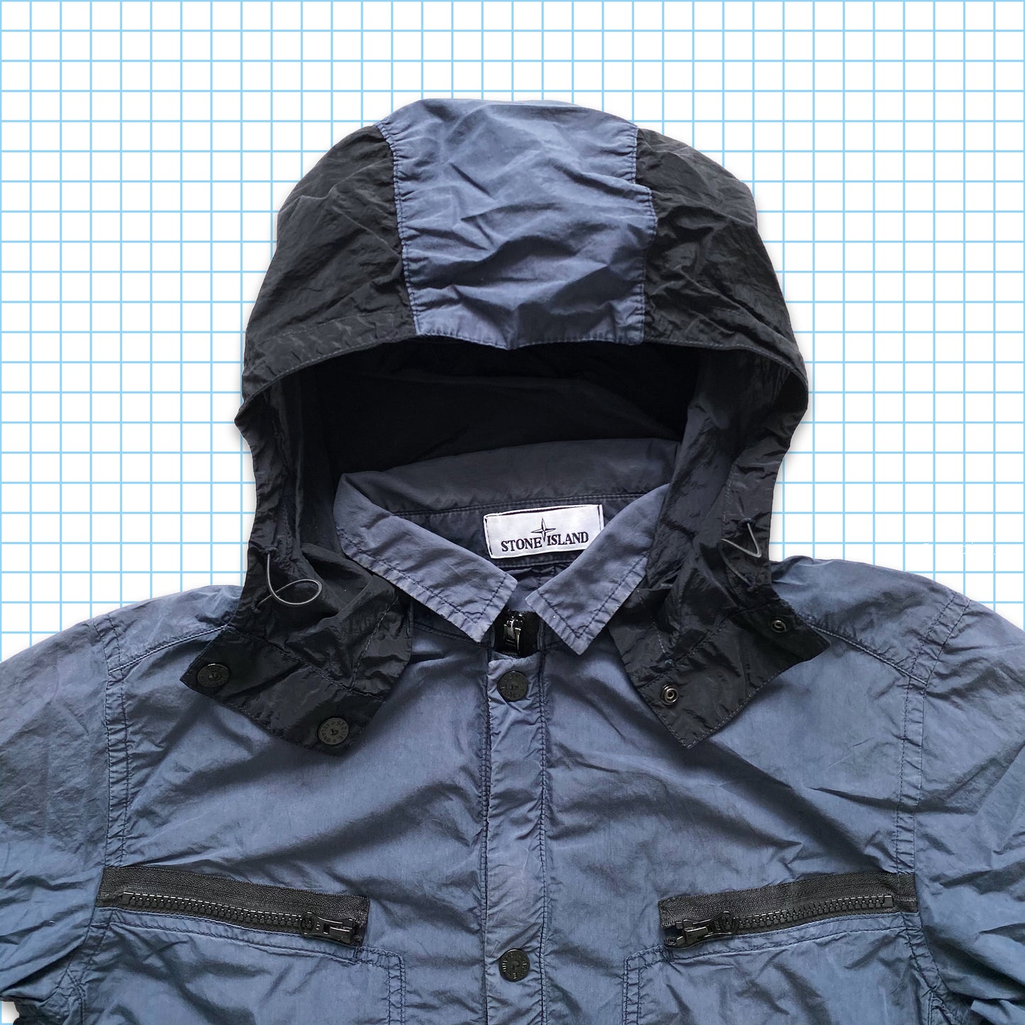 Surchemise à capuche amovible en métal et nylon Stone Island SS15' - Medium