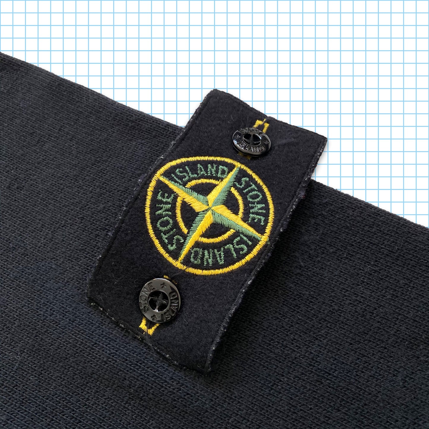 vintage Stone Island Noir Lourd Côtelé Quarter Zip - Grand / Extra Large