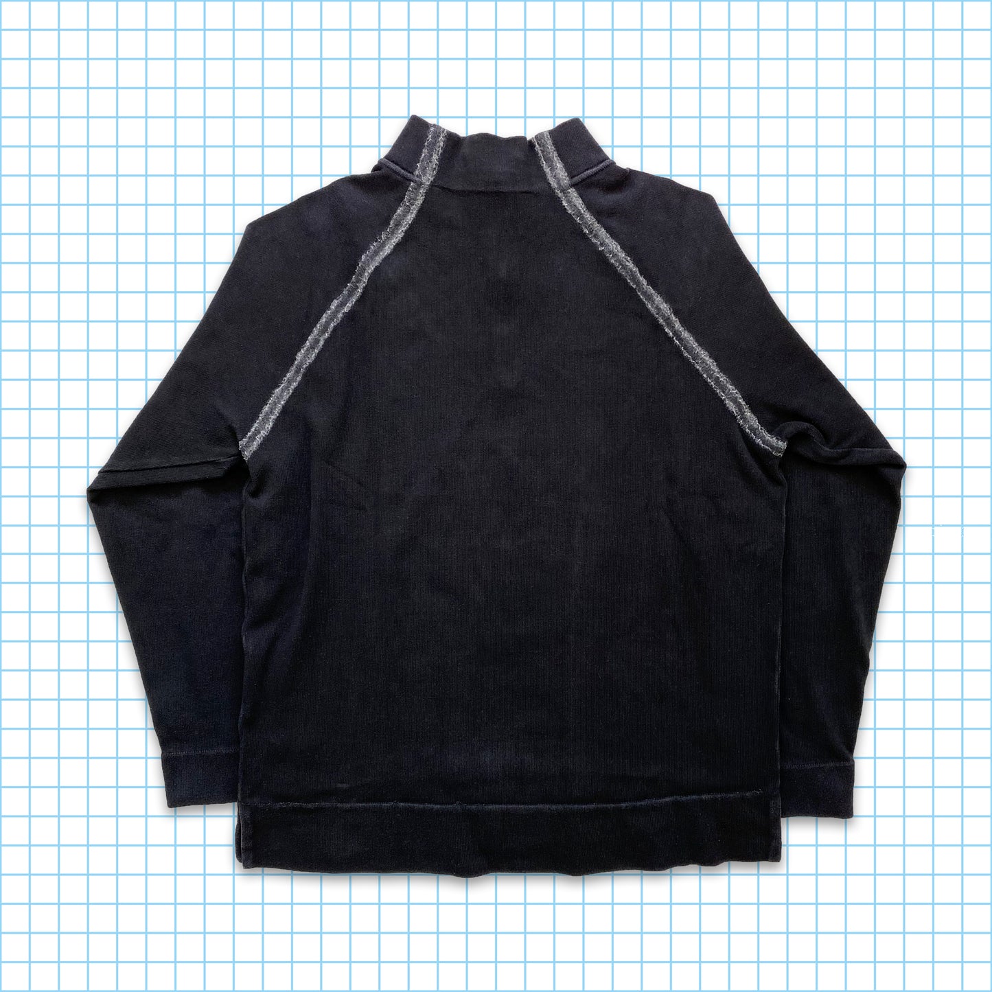 vintage Stone Island Noir Lourd Côtelé Quarter Zip - Grand / Extra Large