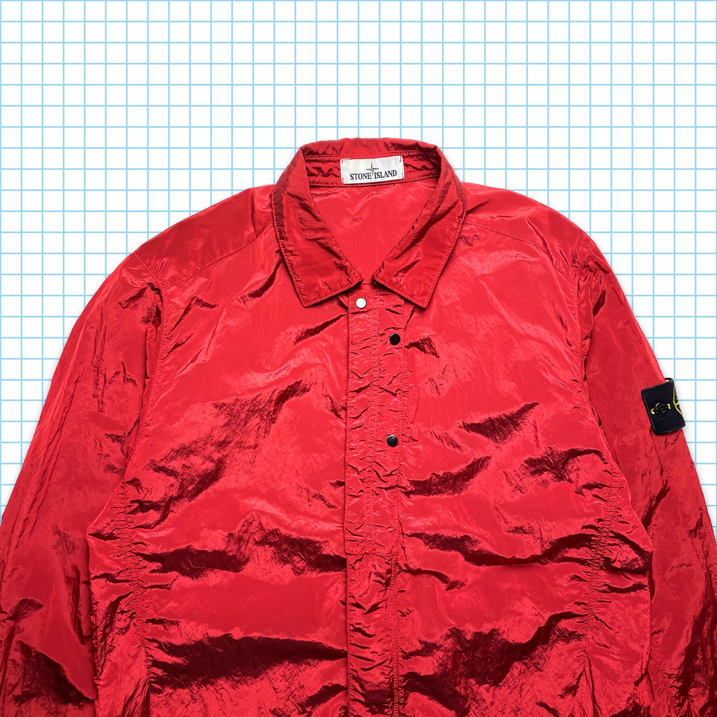 Stone Island Metallic Red Nylon Metal Over Shirt - Medium