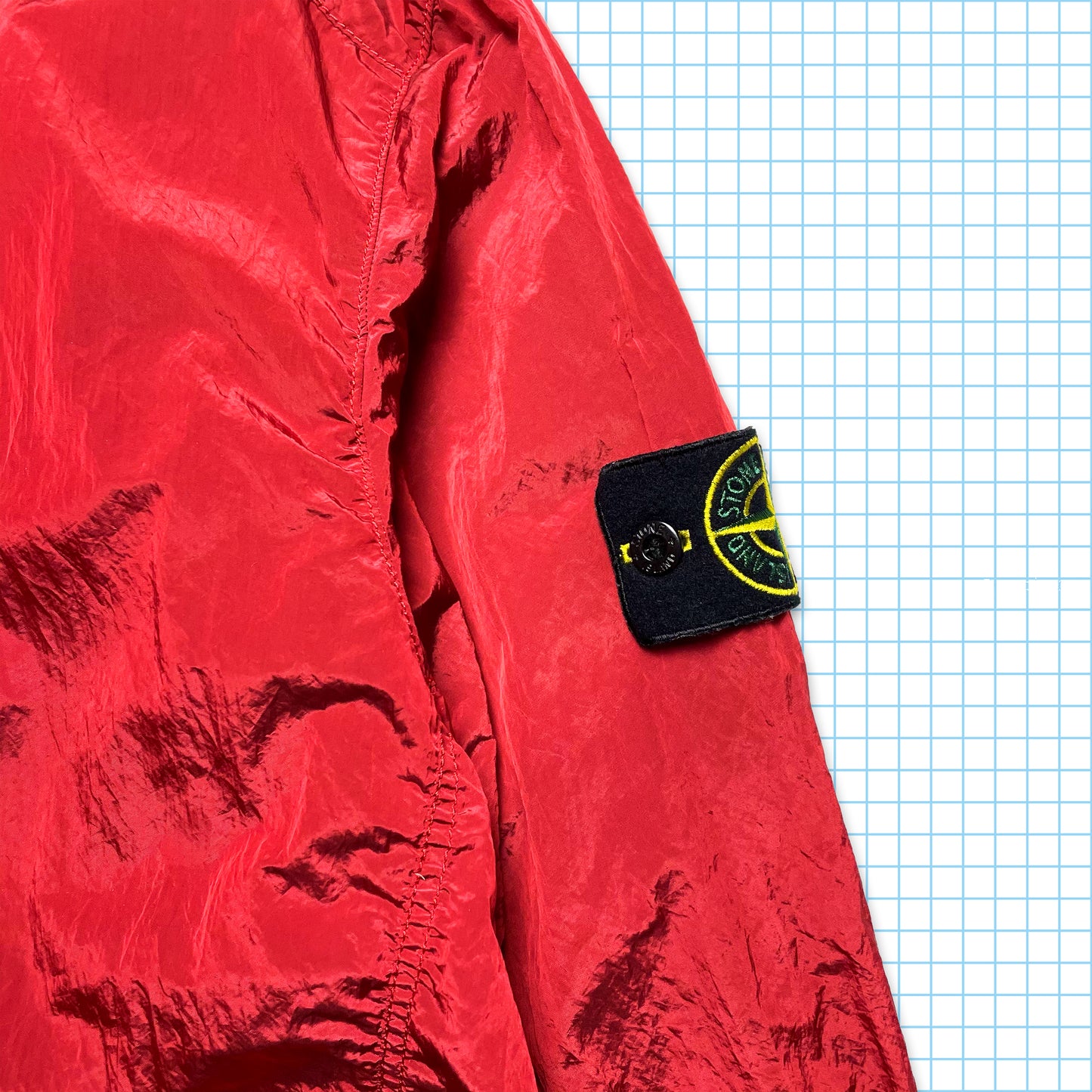 Stone Island Metallic Red Nylon Metal Over Shirt - Medium