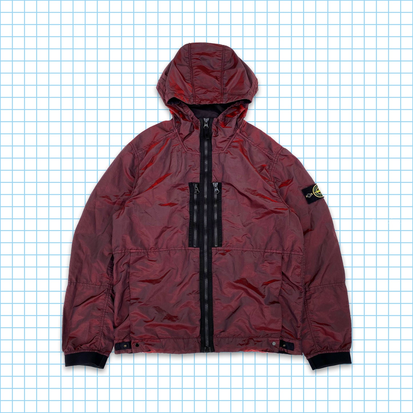 Stone Island À Capuchon En Nylon Rouge Trame Métallique SS17' - Moyen / Grand