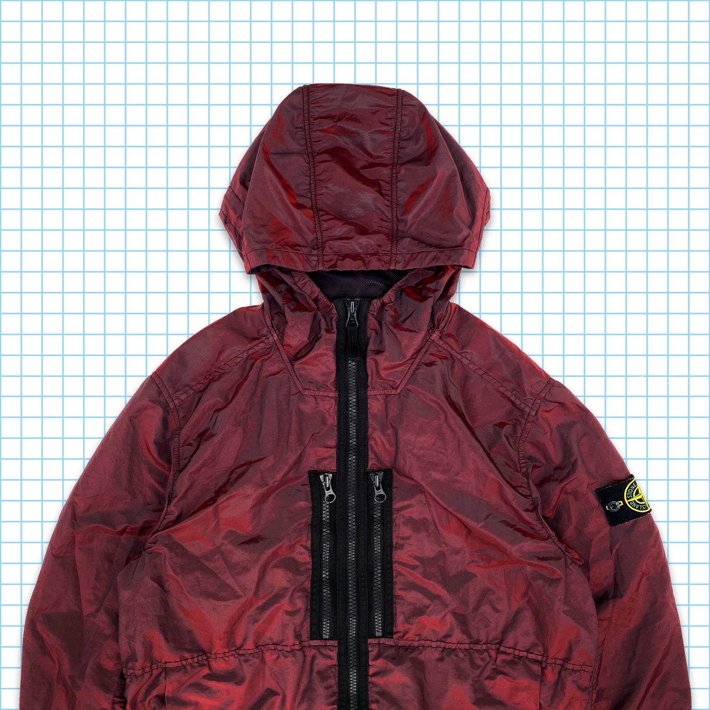 Stone Island À Capuchon En Nylon Rouge Trame Métallique SS17' - Moyen / Grand