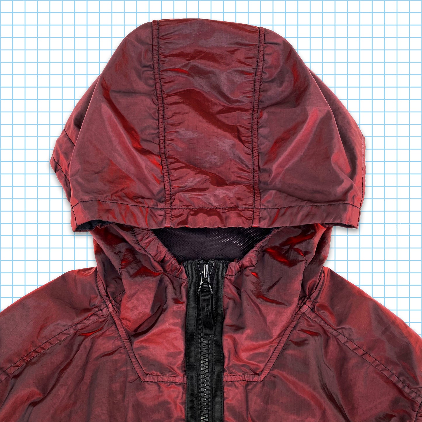Stone Island À Capuchon En Nylon Rouge Trame Métallique SS17' - Moyen / Grand