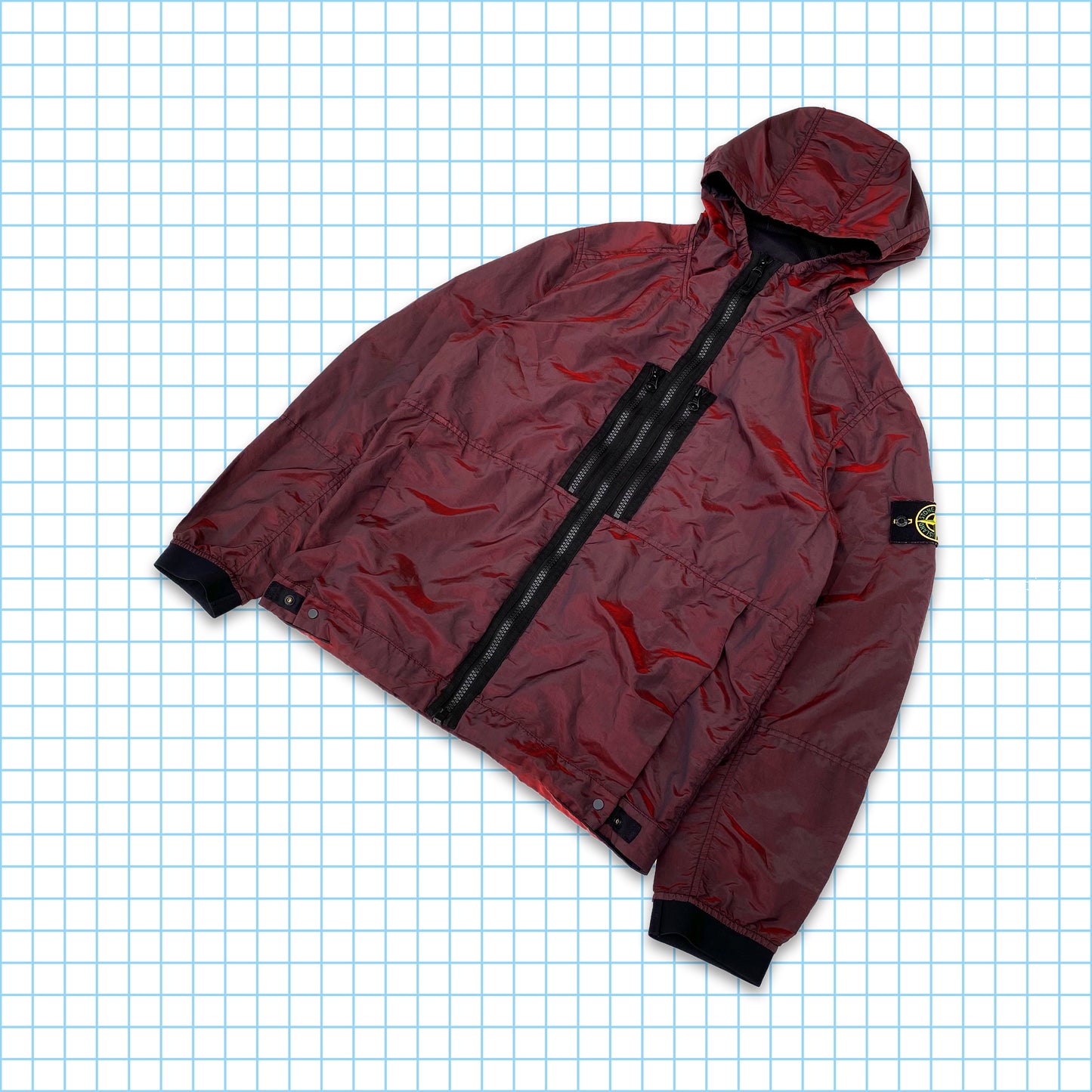 Stone Island À Capuchon En Nylon Rouge Trame Métallique SS17' - Moyen / Grand