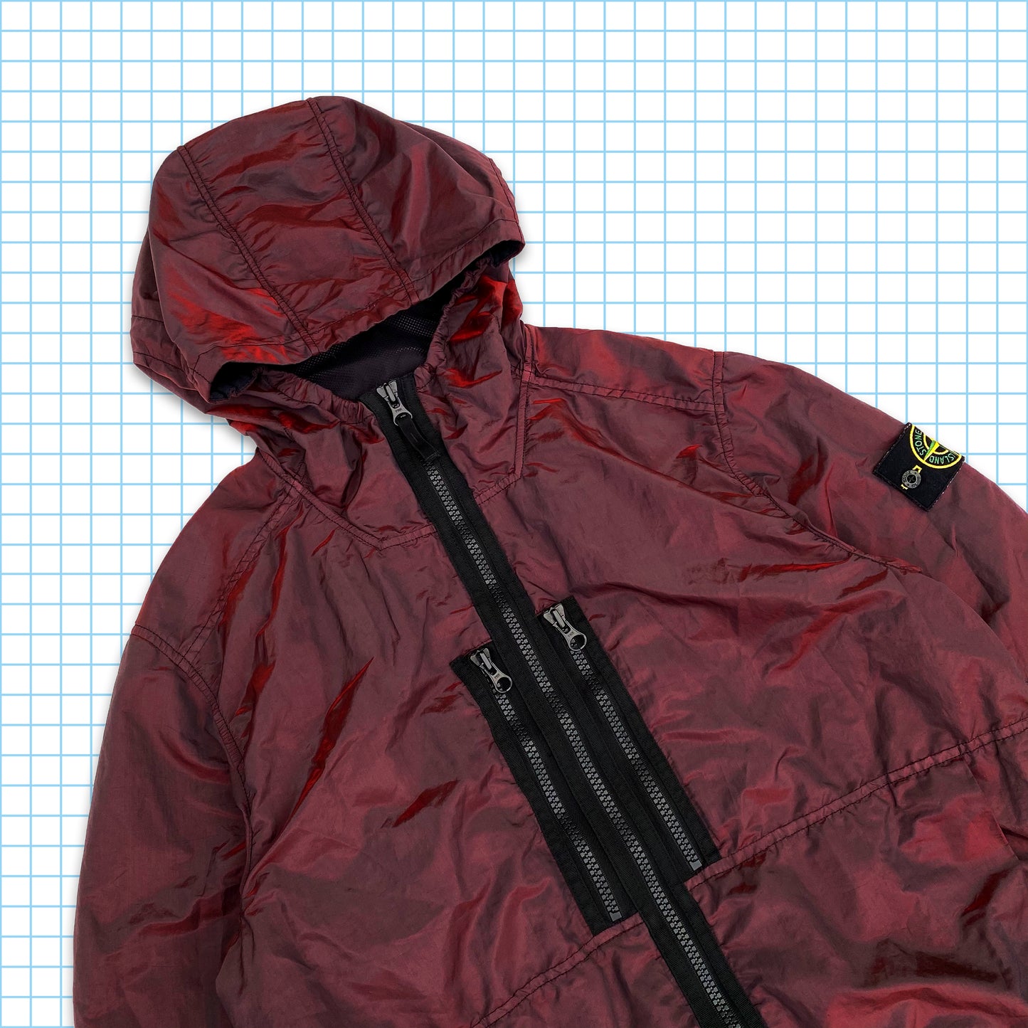 Stone Island À Capuchon En Nylon Rouge Trame Métallique SS17' - Moyen / Grand