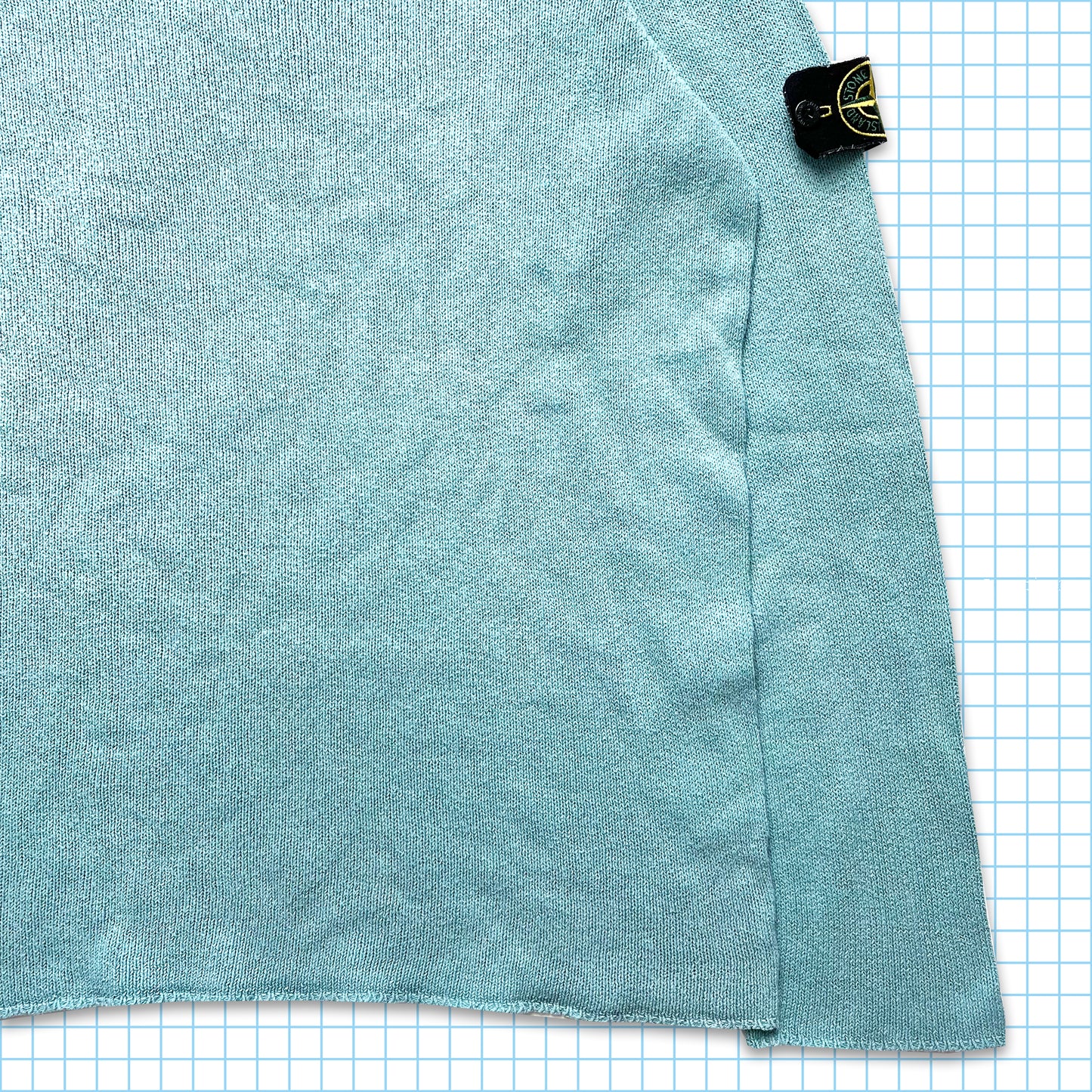 Early 00's Stone Island Knitted Sky Blue V Crewneck - Extra Large / Extra Extra Large