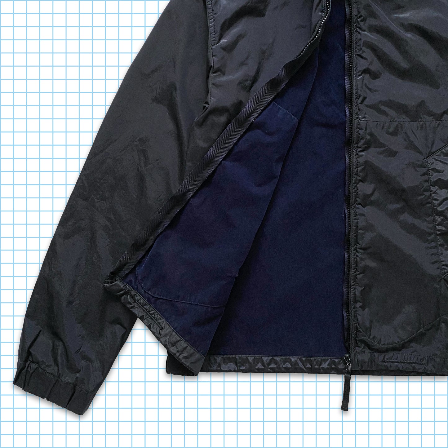 Stone Island Velour Lined Midnight Navy Nylon Shimmer AW06’ - Medium