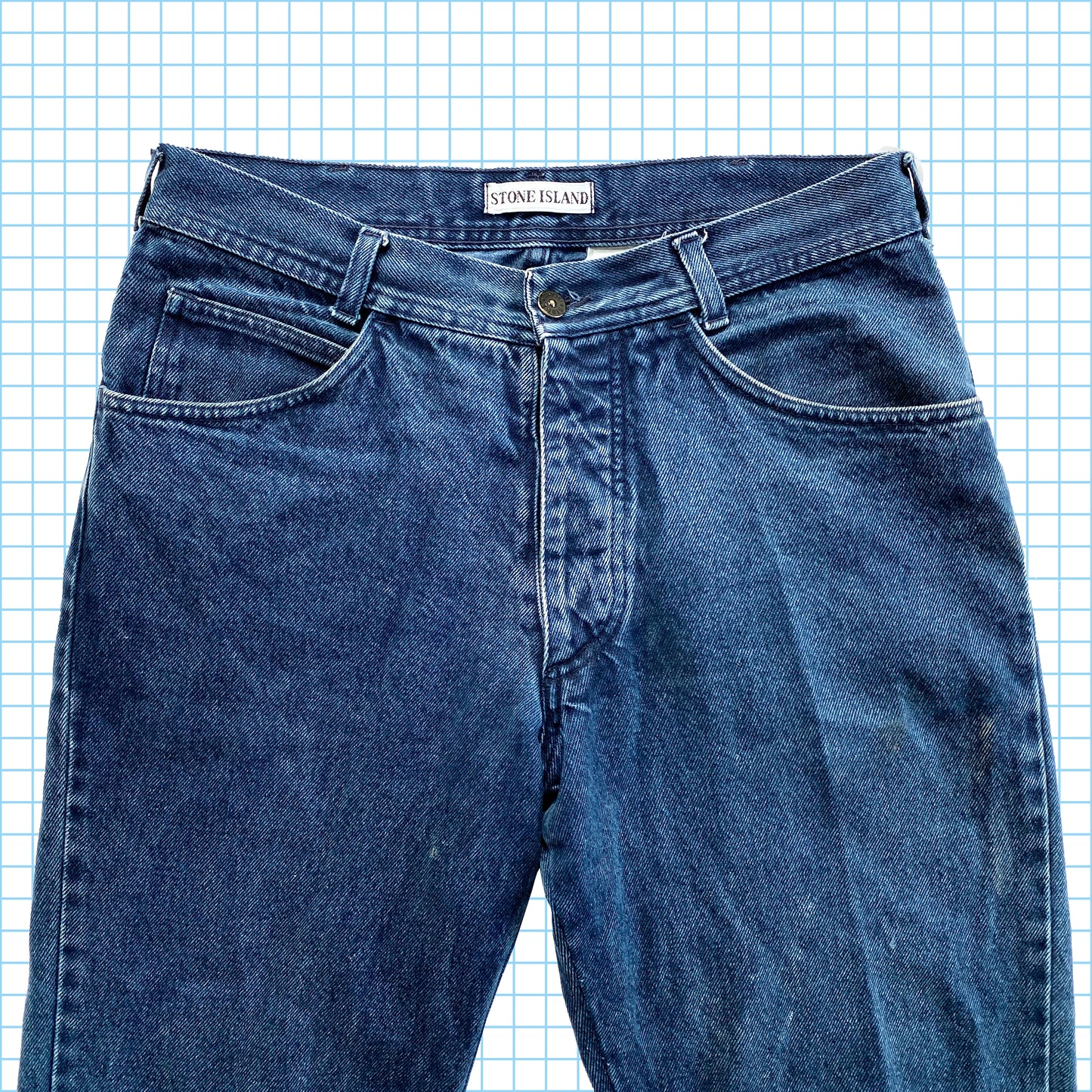 vintage fin des années 90 Stone Island Washed Midnight Navy Denim Jeans - Taille 30/32 »