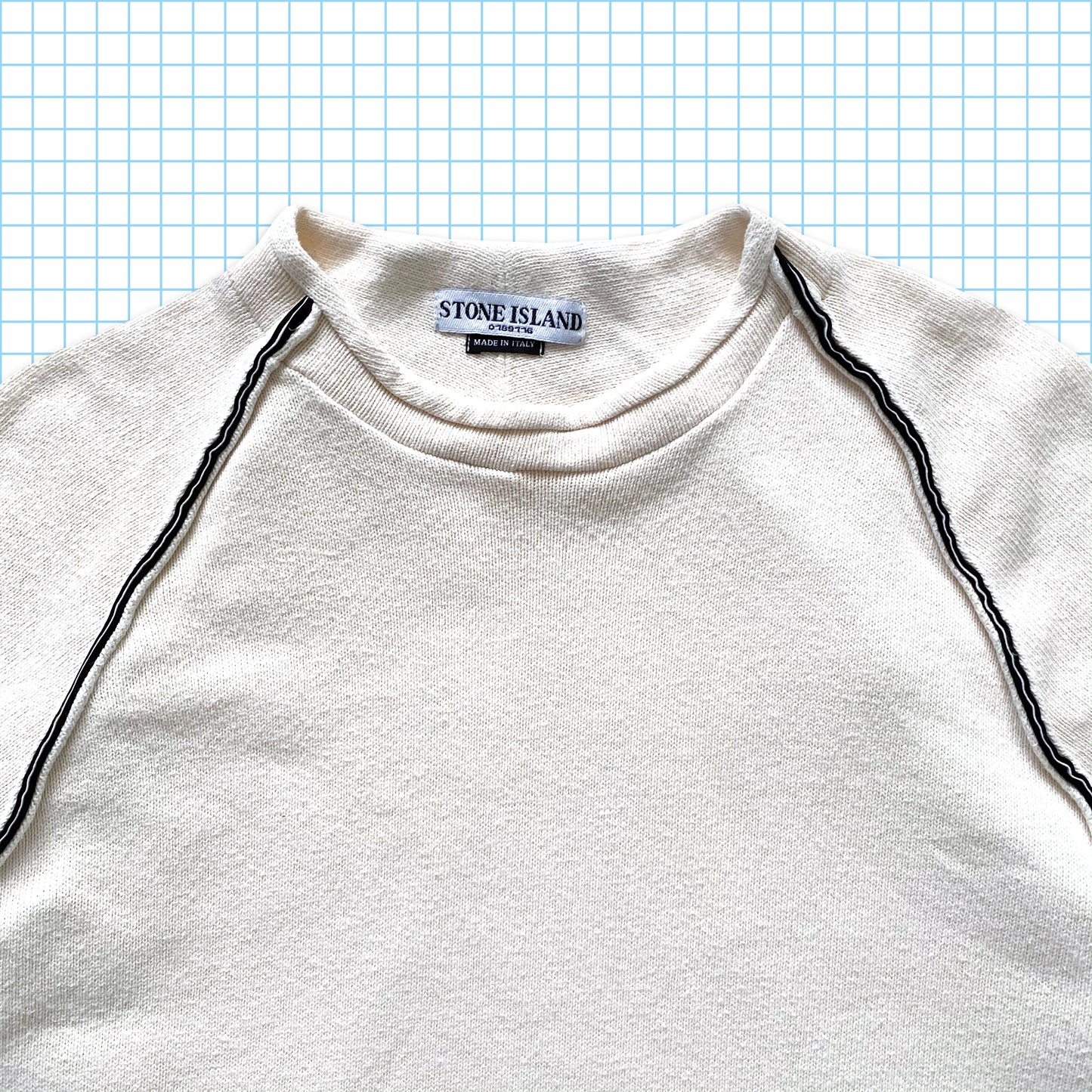 Stone Island White Reinforced Panel Fine Knit Crew SS04’ - Extra Large