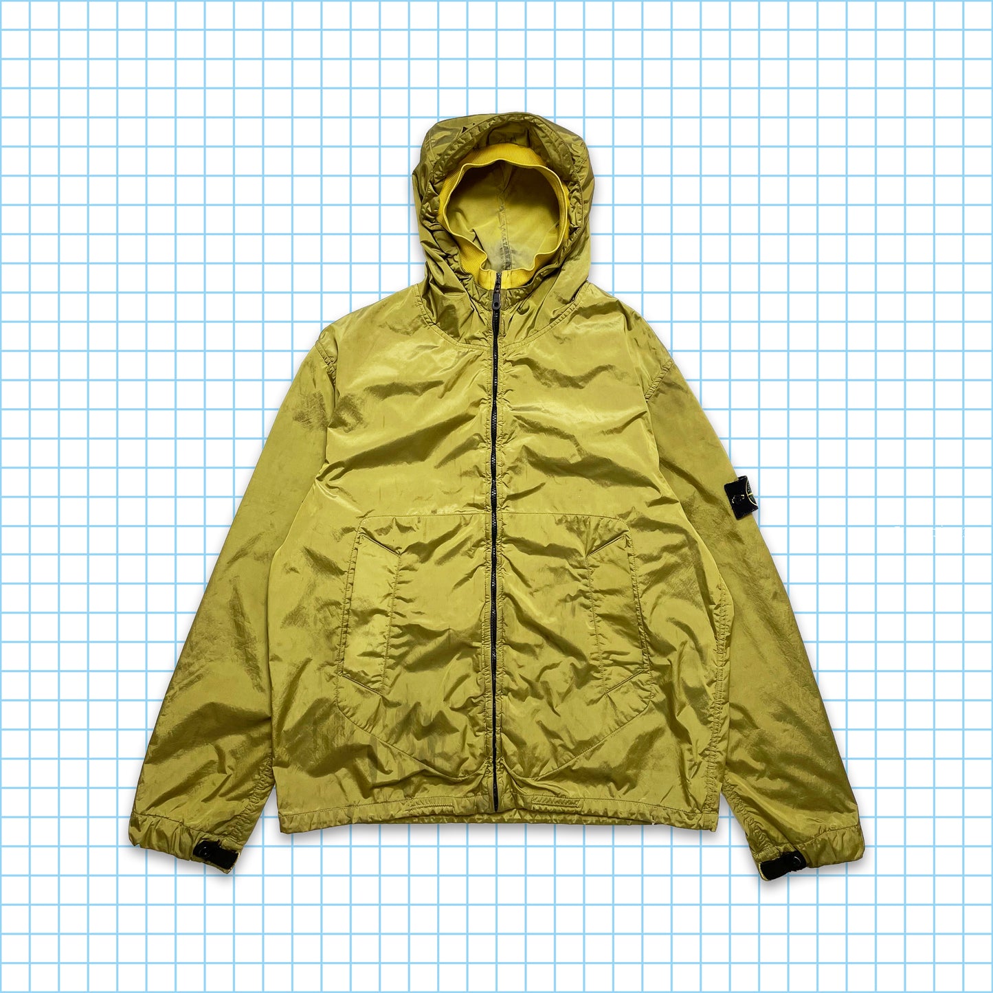 Stone Island イエロー シルク裏地ナイロン メタル シマー ジャケット AW08' - エクストラ ラージ