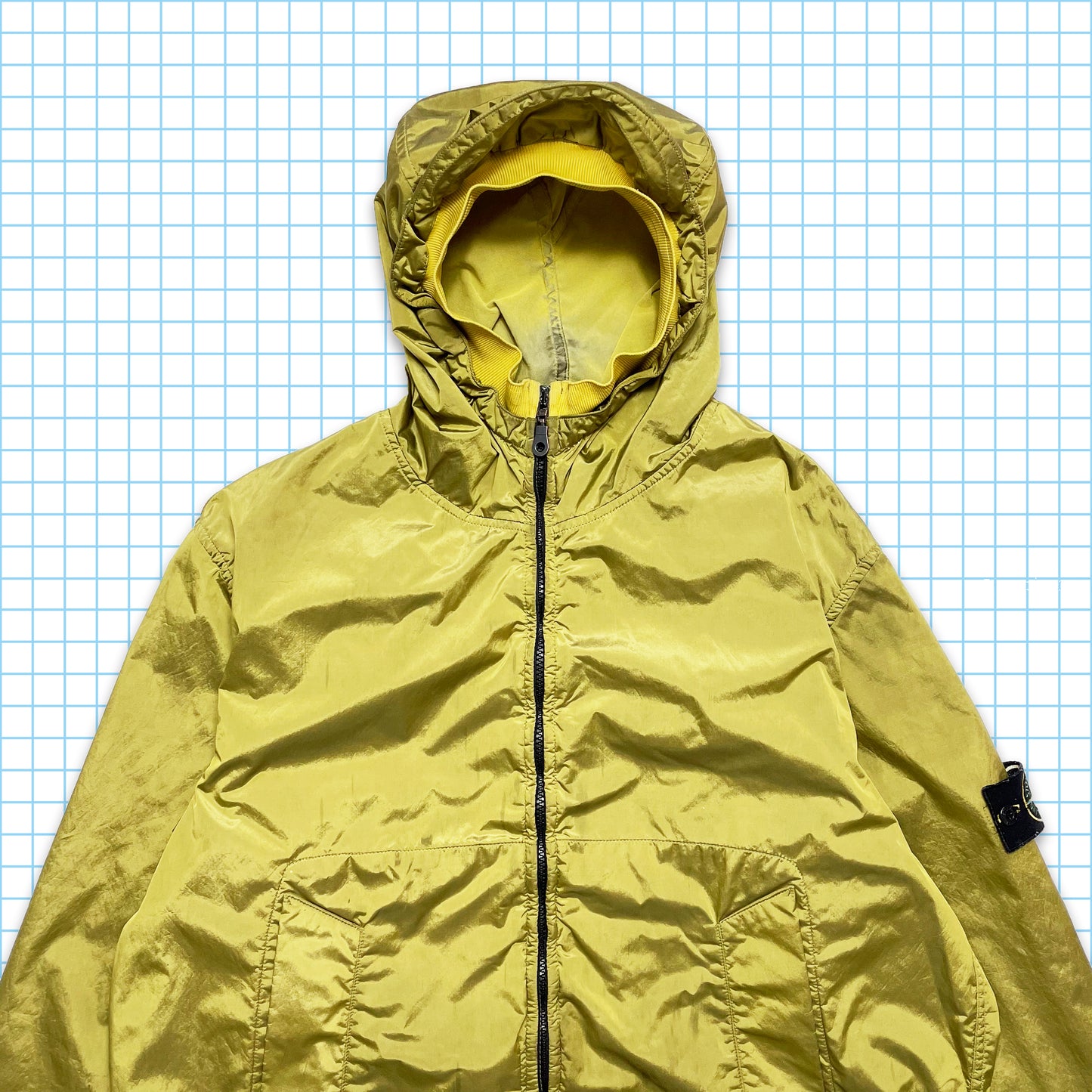 Stone Island イエロー シルク裏地ナイロン メタル シマー ジャケット AW08' - エクストラ ラージ