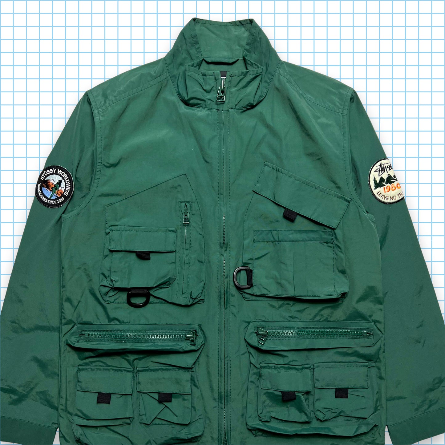 Vintage Stüssy Bottle Green Multi Pocket Jacket - Small / Medium
