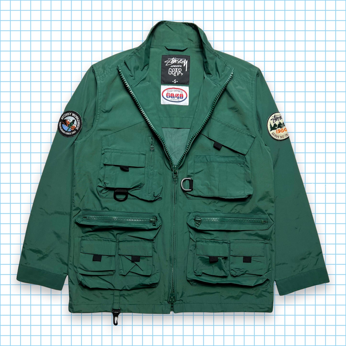 Vintage Stüssy Bottle Green Multi Pocket Jacket - Small / Medium