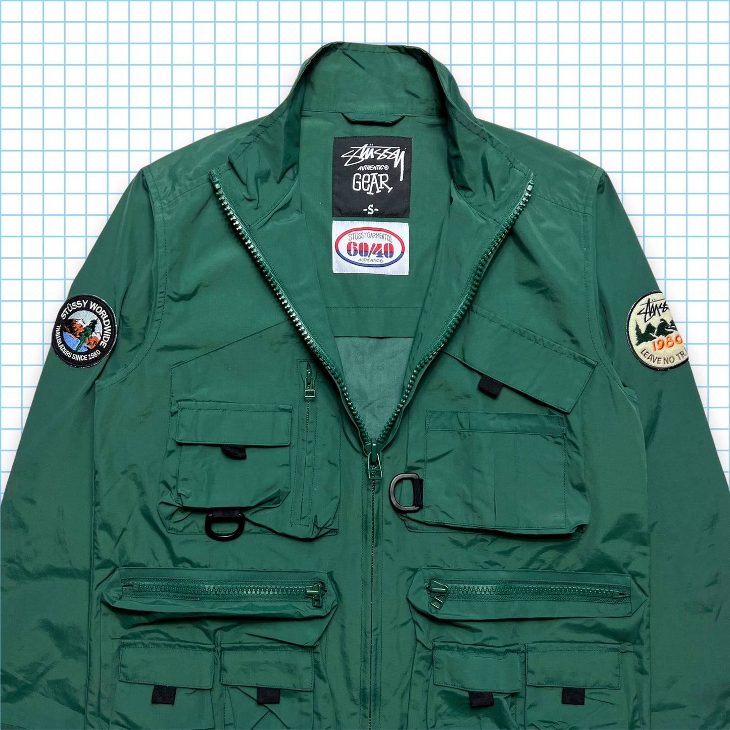 Vintage Stüssy Bottle Green Multi Pocket Jacket - Small / Medium