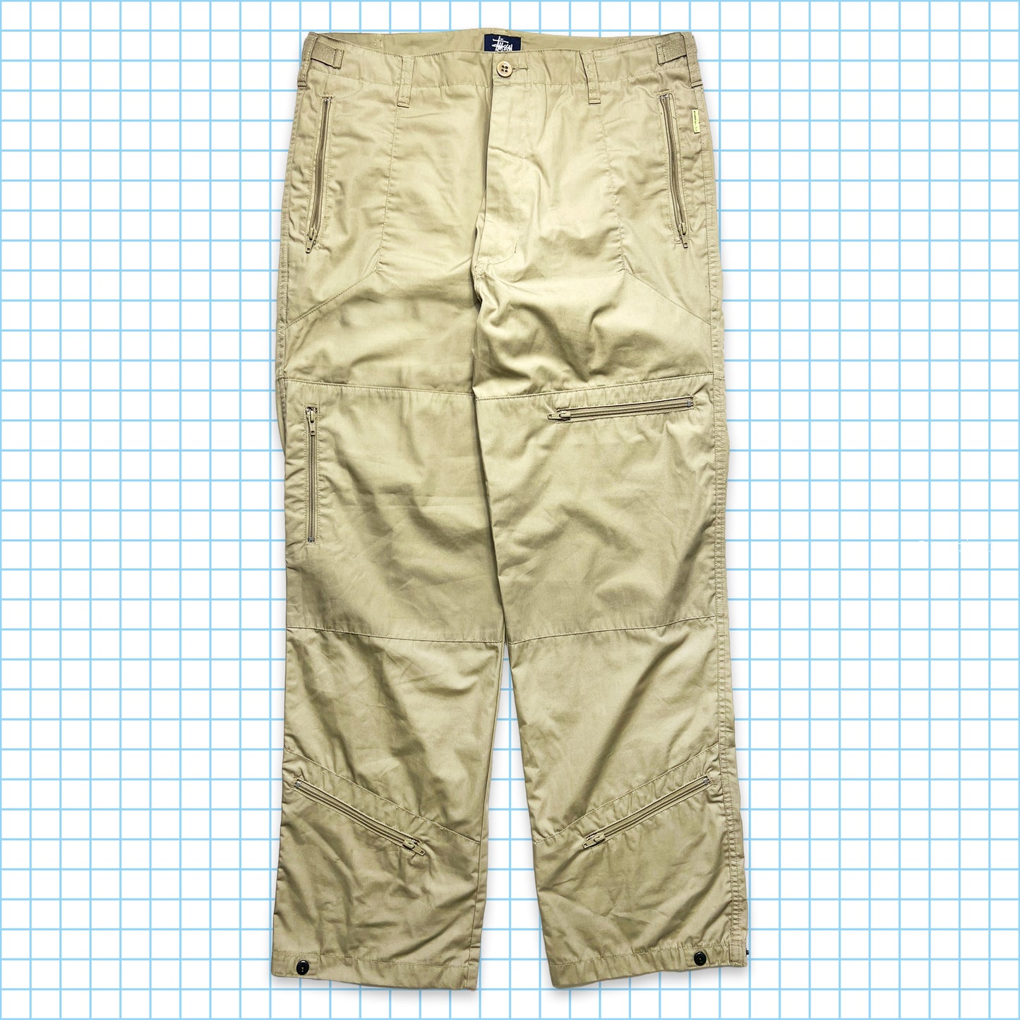 Stüssy Multi Pocket Beige Cargo Trousers - 32 / 34" Waist