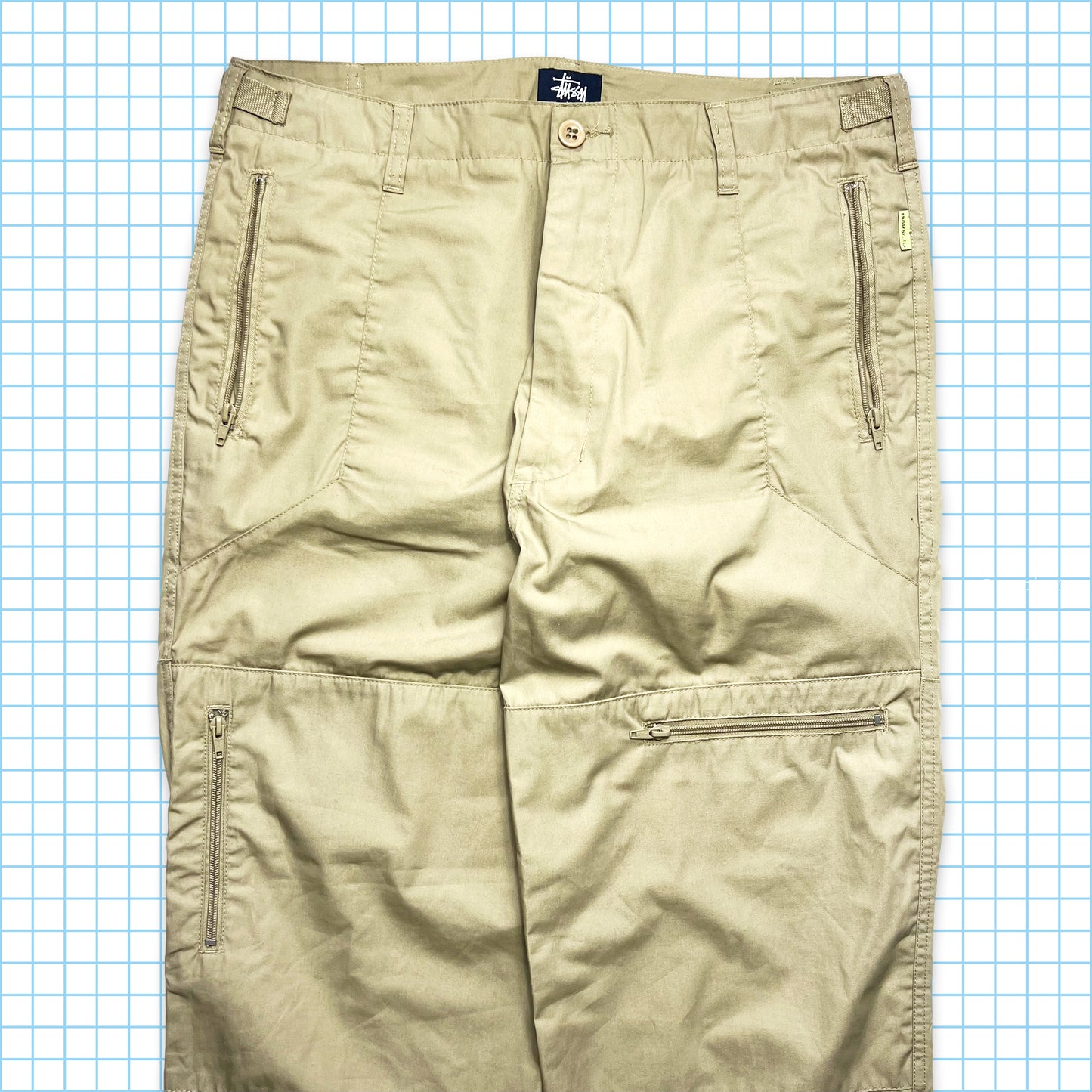 Stüssy Multi Pocket Beige Cargo Trousers - 32 / 34" Waist