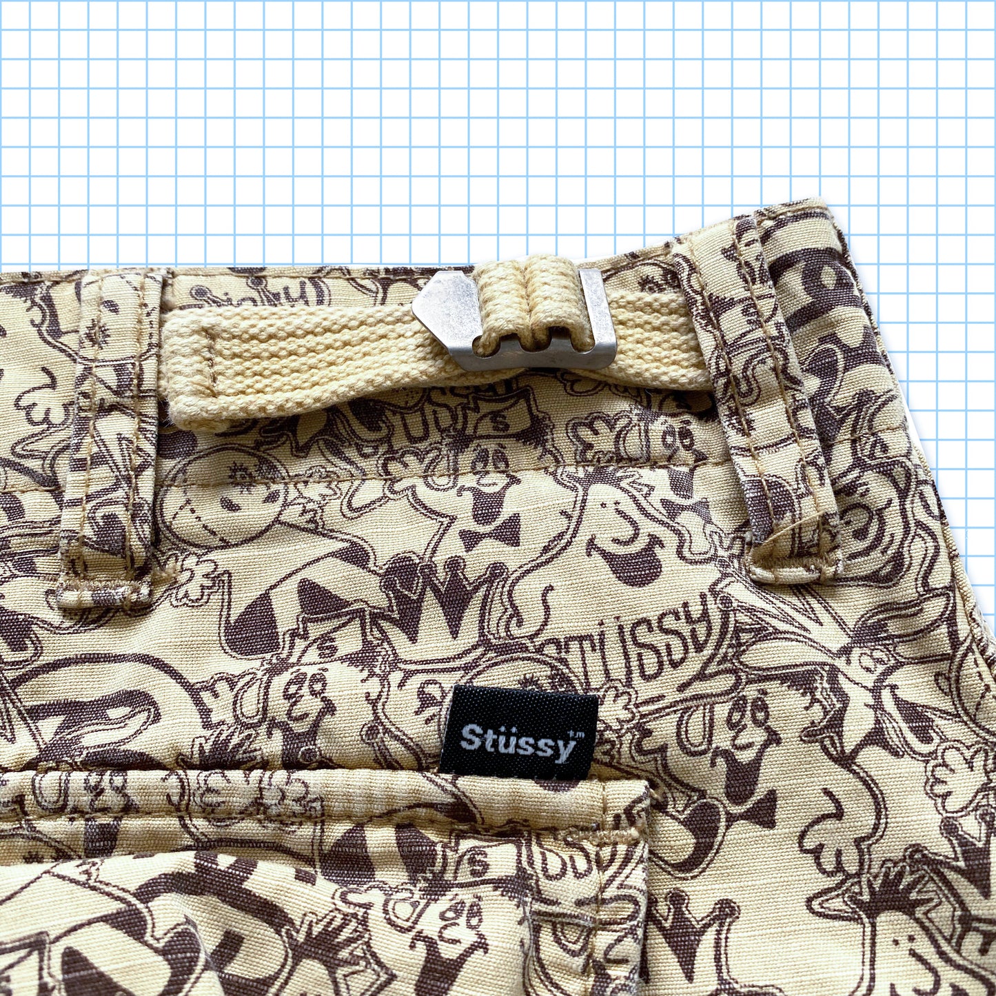 Vintage Stüssy Repeat All Over Graphic Cargo Shorts - 34" / 36" Waist