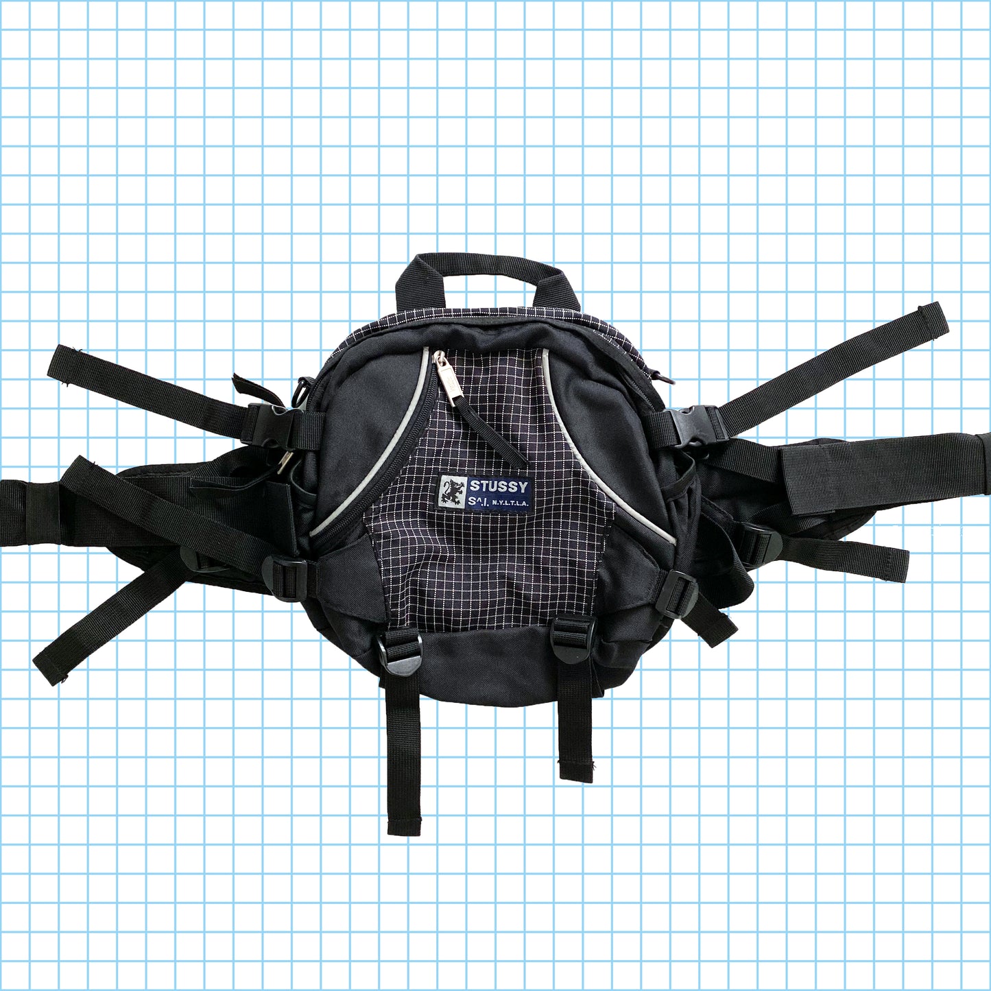 vintage 90's Stüssy 3M Grid Check Side/Cross Body Bag