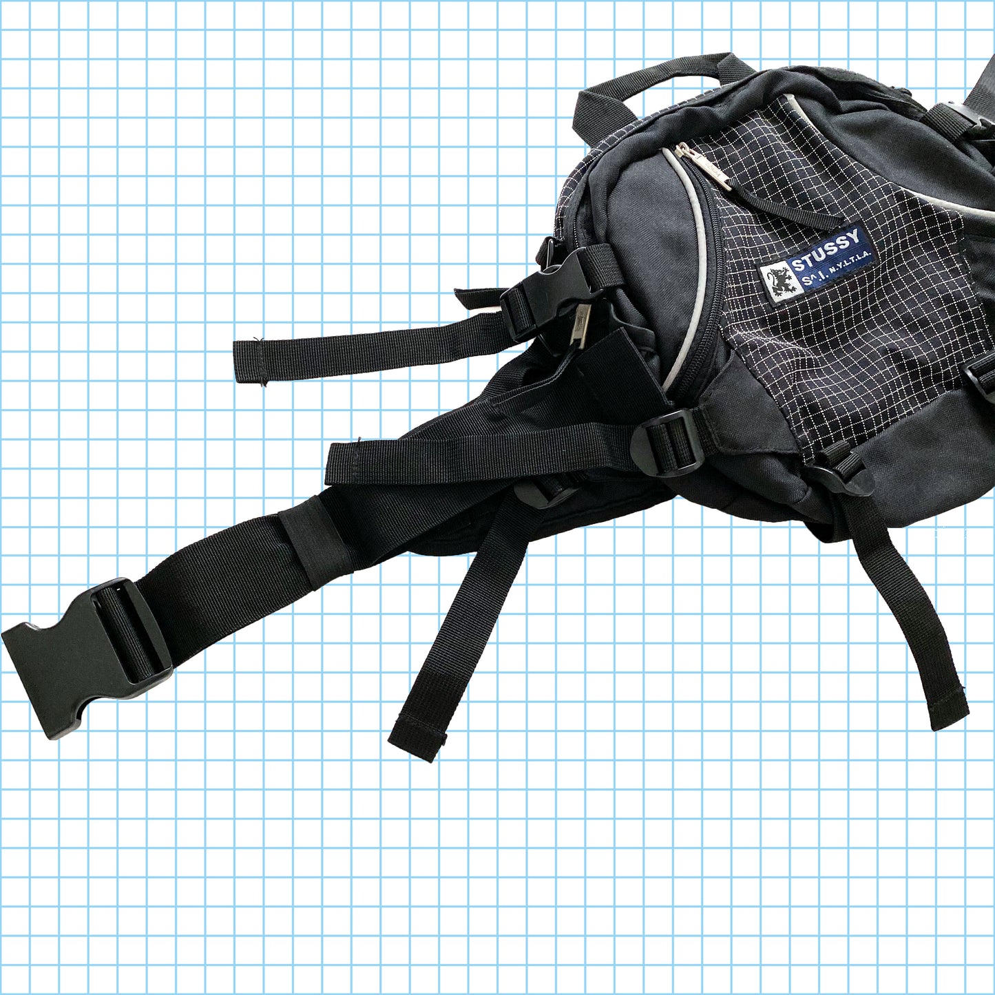 vintage 90's Stüssy 3M Grid Check Side/Cross Body Bag