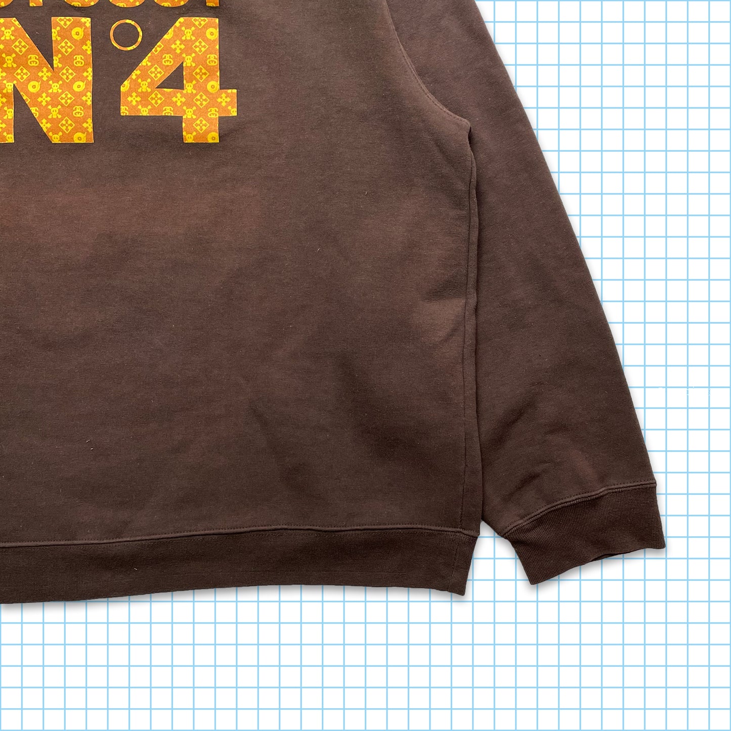 Vintage Stüssy Skull & Crossbones Monogram Brown Crewneck - Extra Large