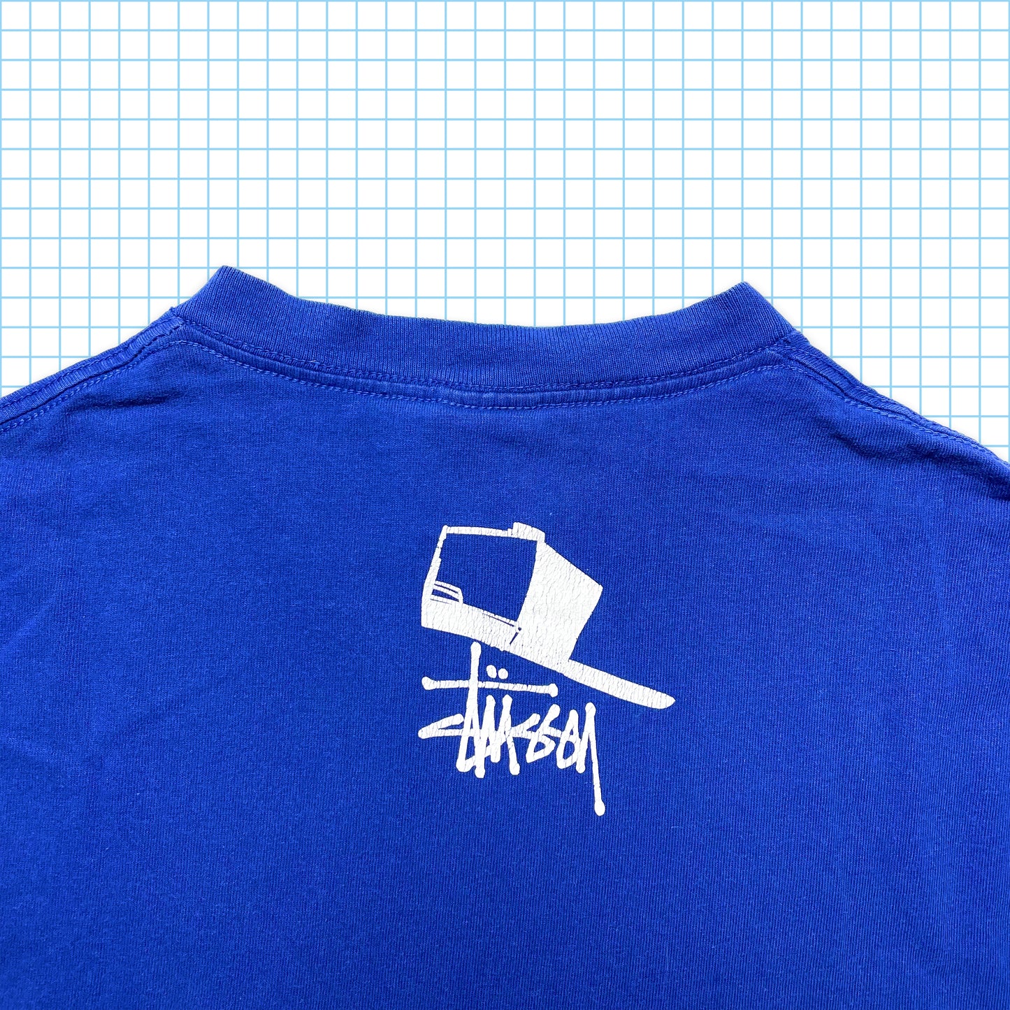 Vintage Stüssy Cartoon Royal Blue Tee - Small