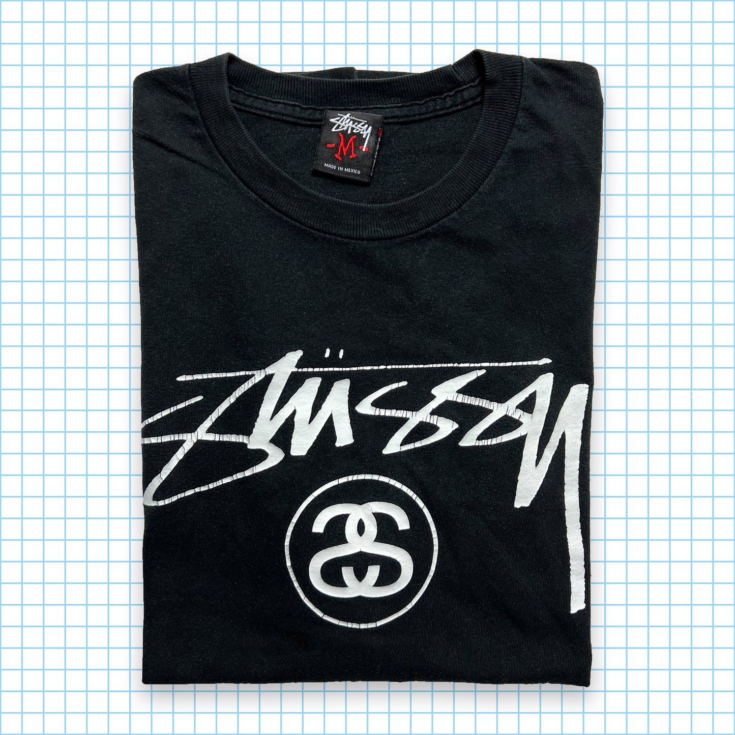 Vintage Stüssy Black Spellout Tee - Medium